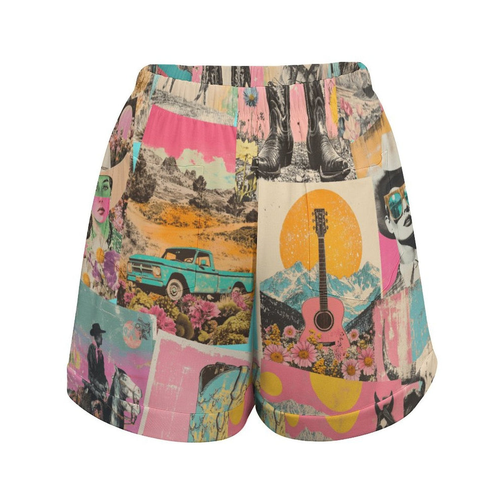 Baha Ranch Retro Pop Western Vintage Drawstring Women's Shorts