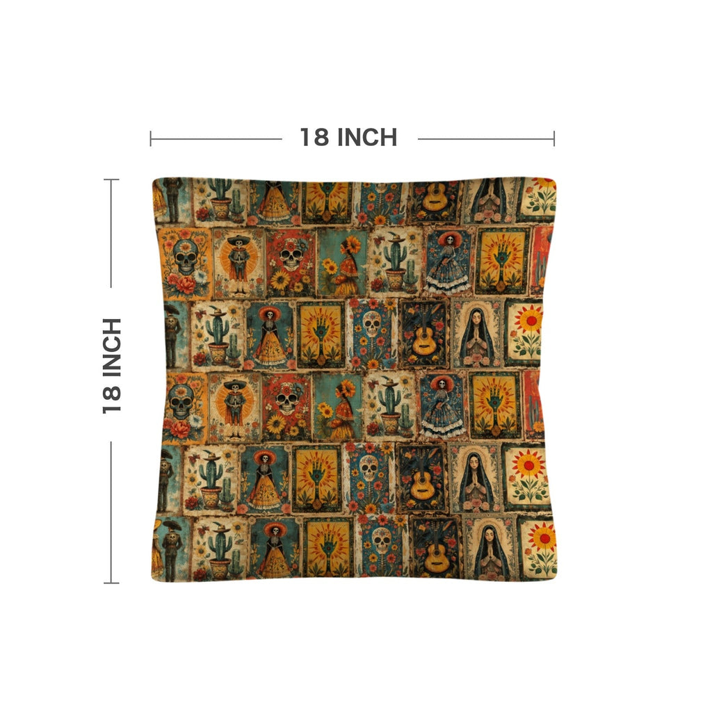 Colores de Mexico Dia de los Muertes Pillow Case Made in America