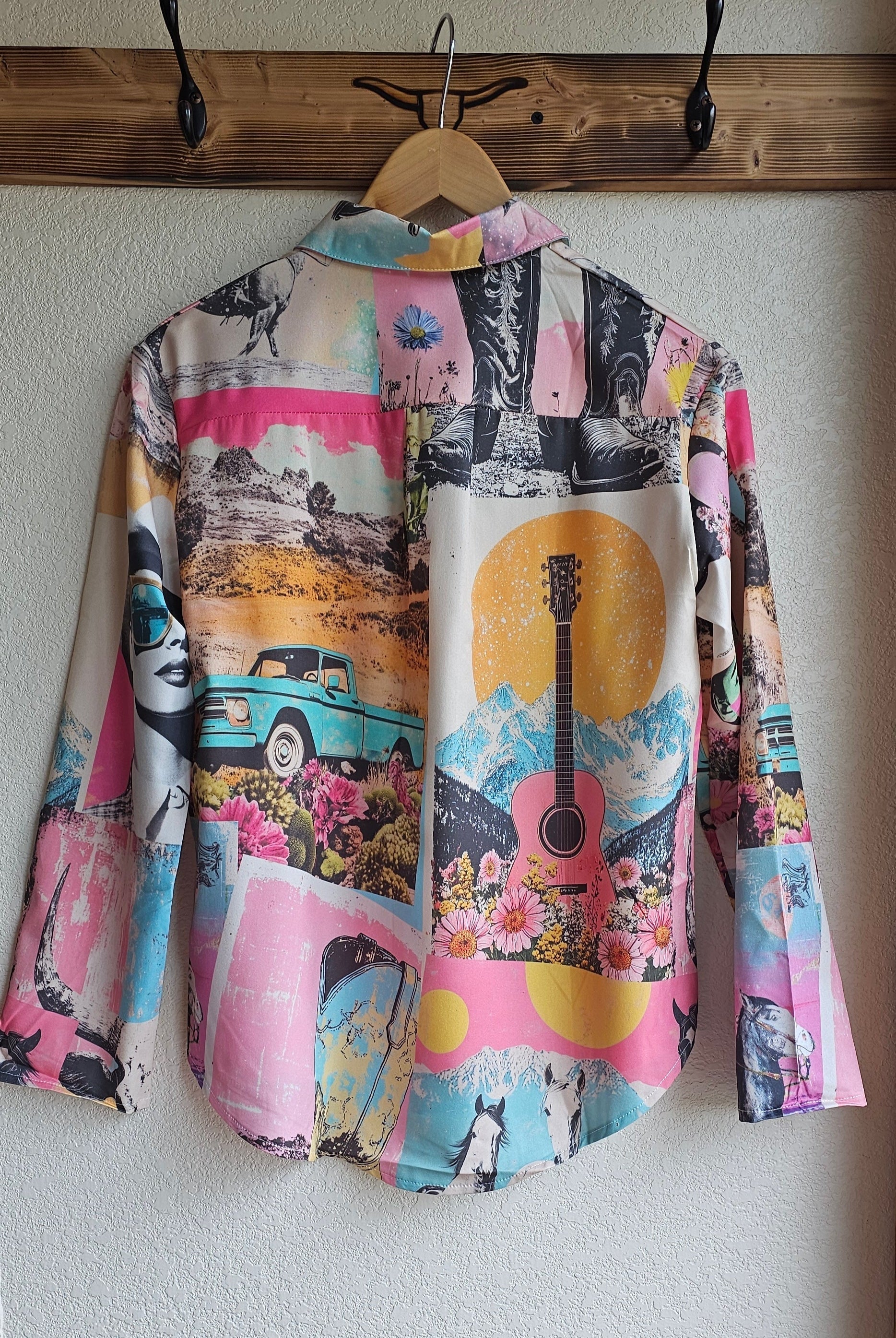 Baha Ranch Wanted Retro Pop Western Vintage Button Up Women's Shirt