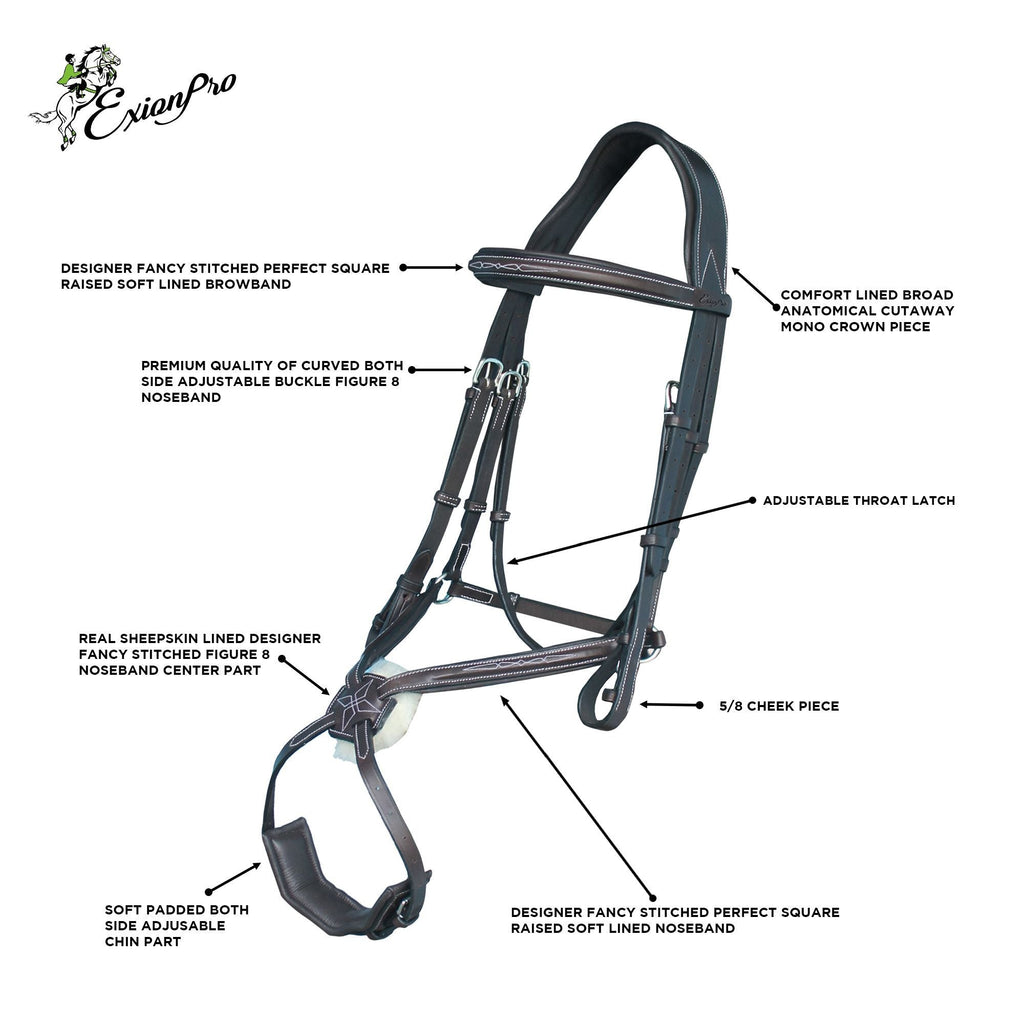Replacement Crownpiece of ExionPro Broad Crownpiece Designer Fully Adjustable Figure 8 Bridle