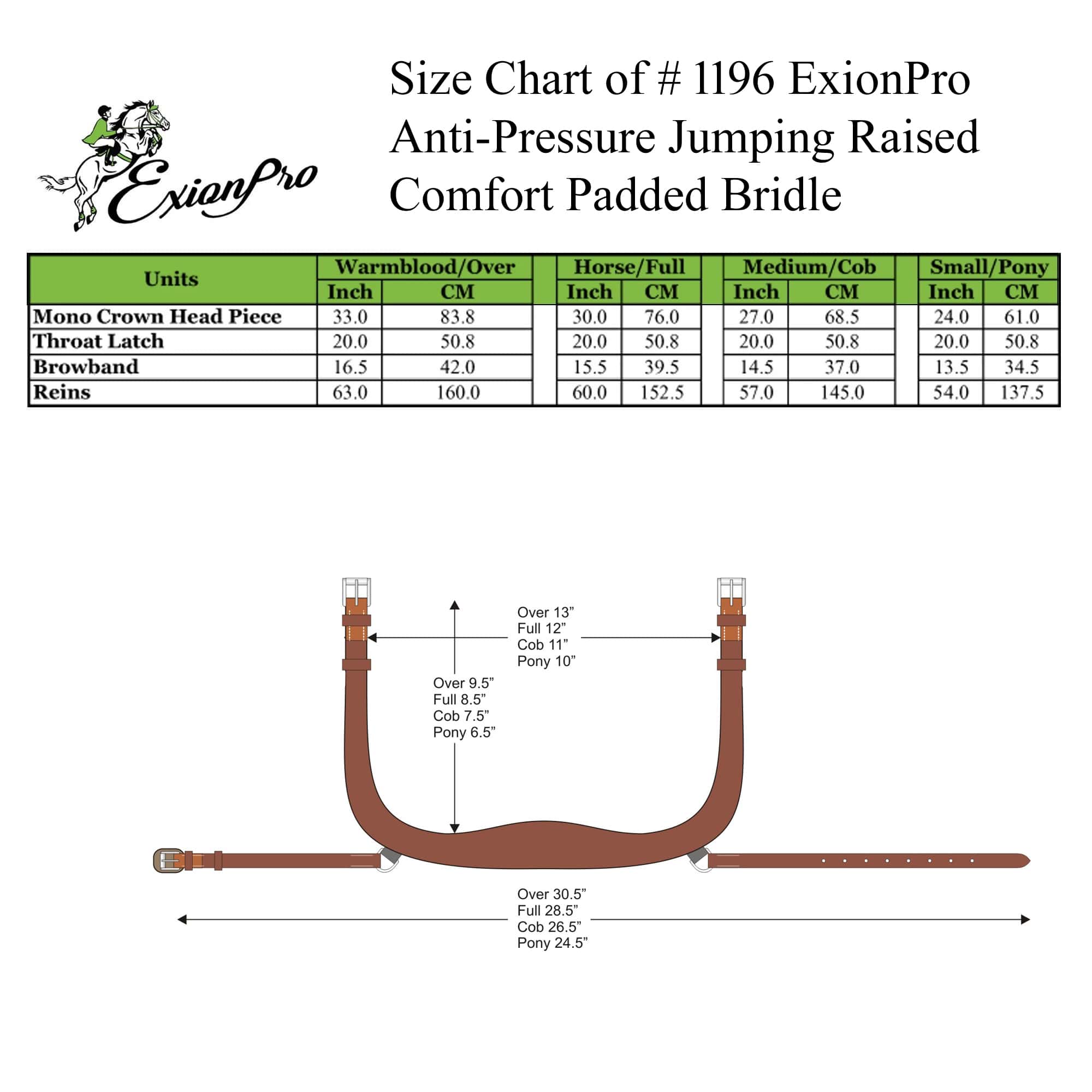 ExionPro Anti-Pressure Dressage Raised Comfort Padded Bridle