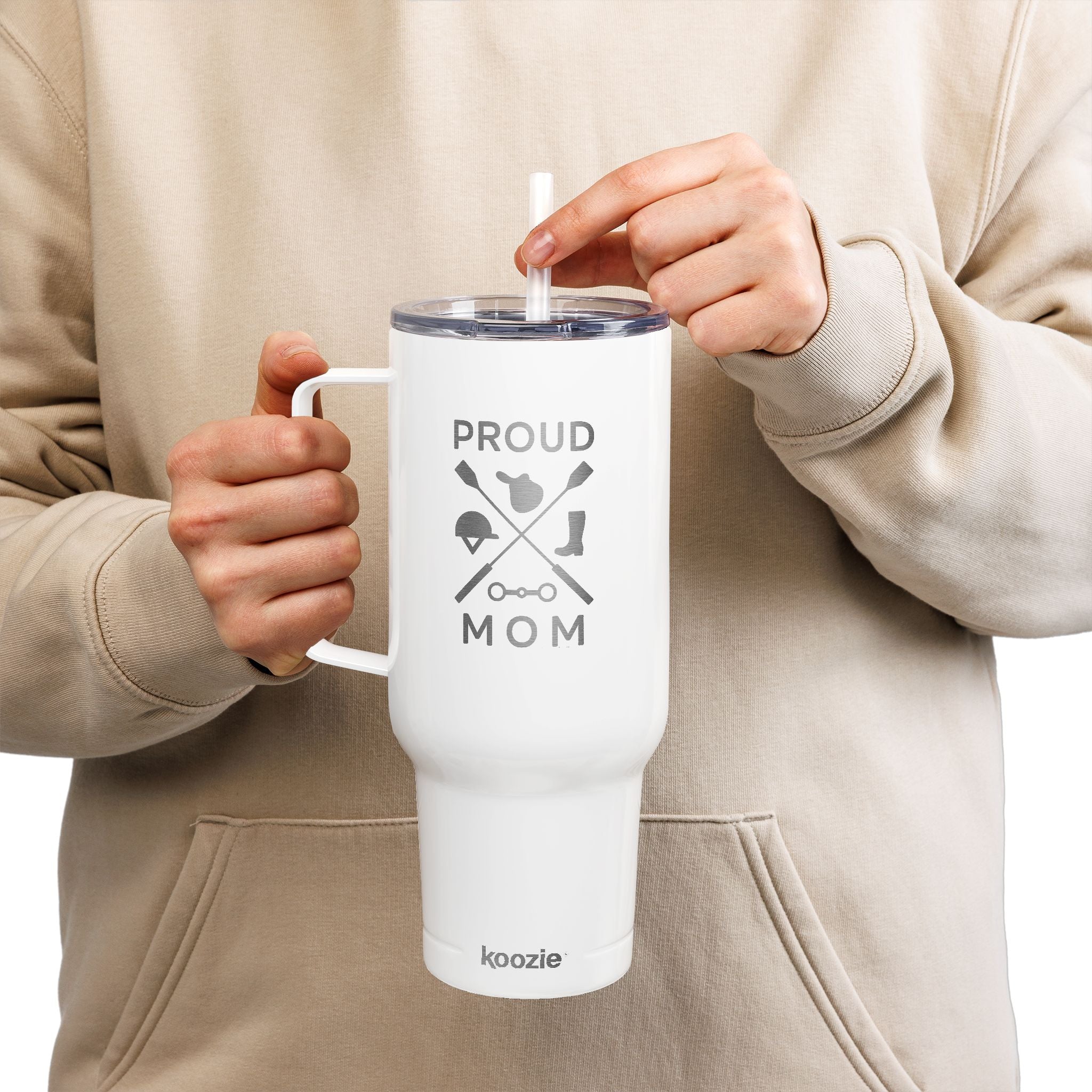 Insulated Tumbler with Lid, 40oz (Engraving) - Proud Mom - Crops Cross