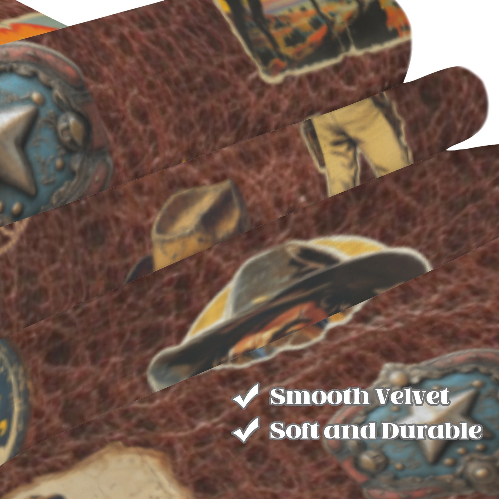 Vintage Cowboy Collage Western Curtains 52" x 63" Made in America