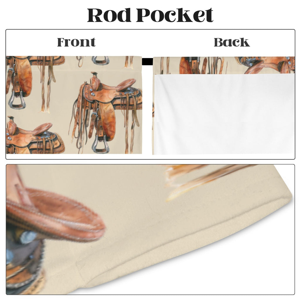 Saddle Print Window Curtain Drapes 52"x63" Made in America