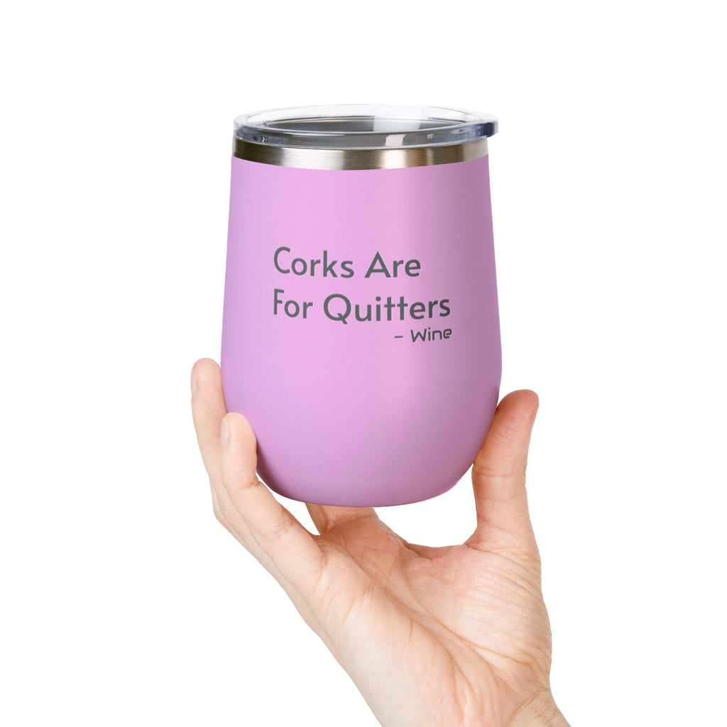 Wine Tumbler, 12oz - Corks/Quitters - Pastels