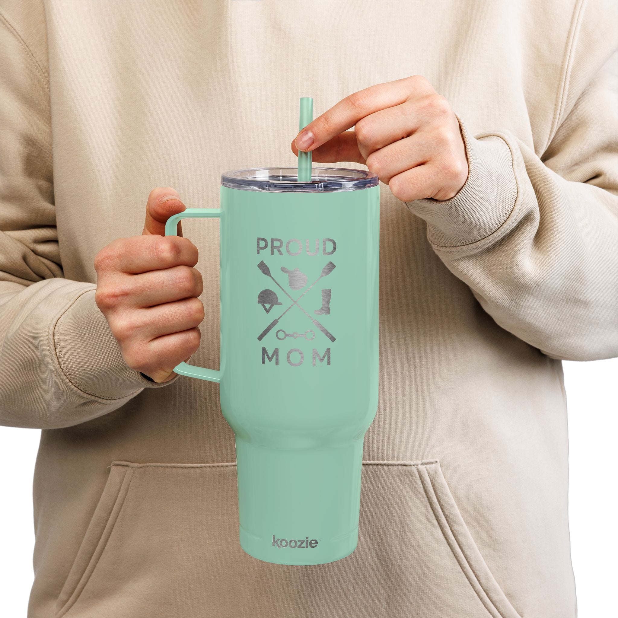 Insulated Tumbler with Lid, 40oz (Engraving) - Proud Mom - Crops Cross