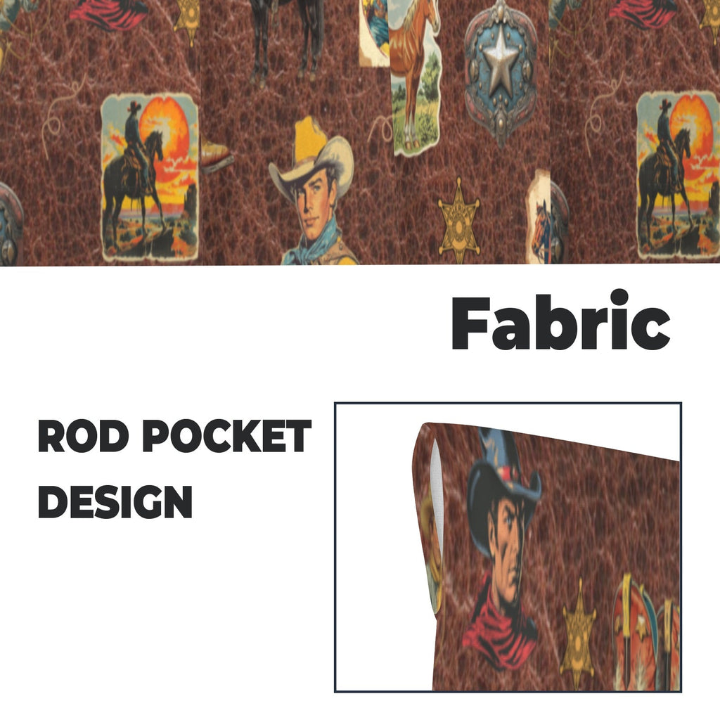 Vintage Cowboy Collage Western Curtains 28" x 40" Made in America