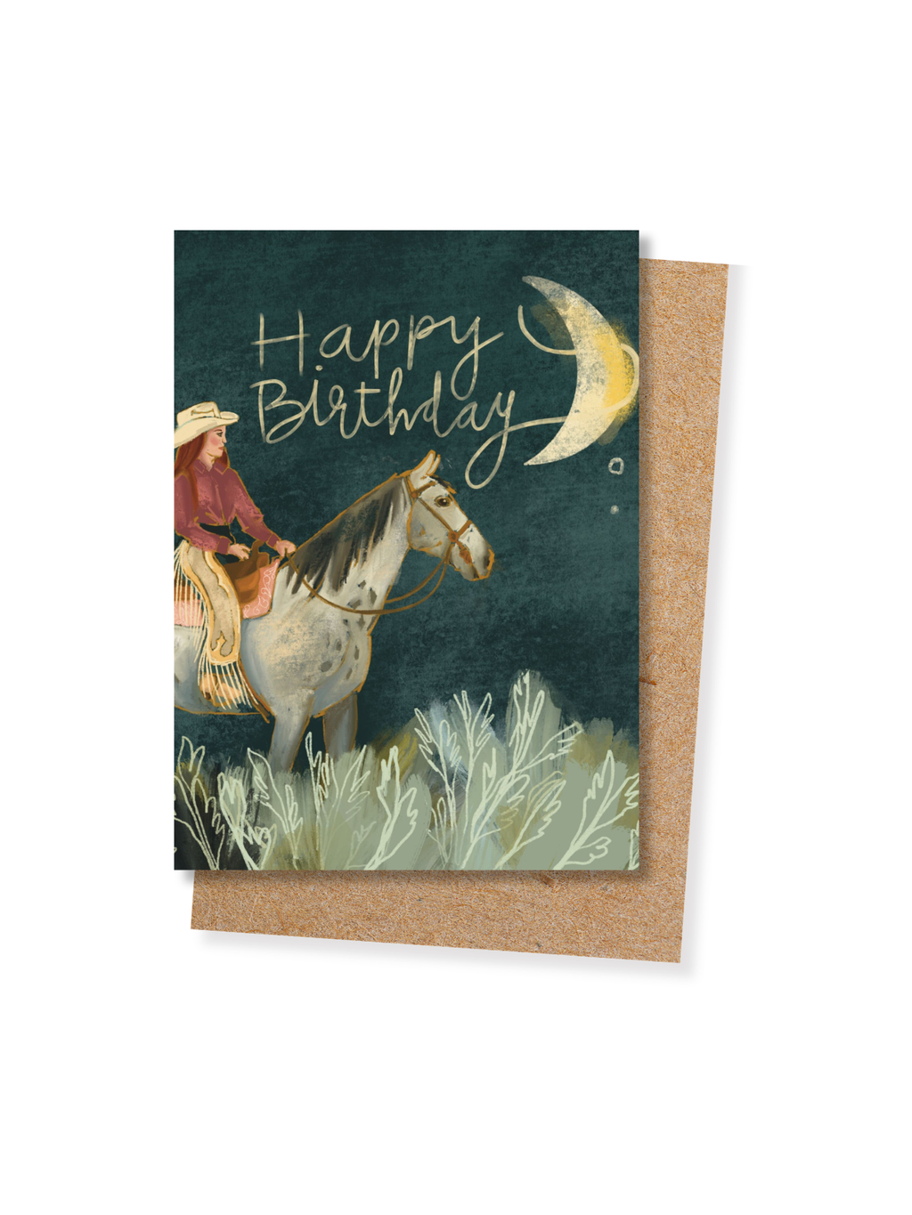 Happy Birthday Cosmic Cowgirl Western Horse Card