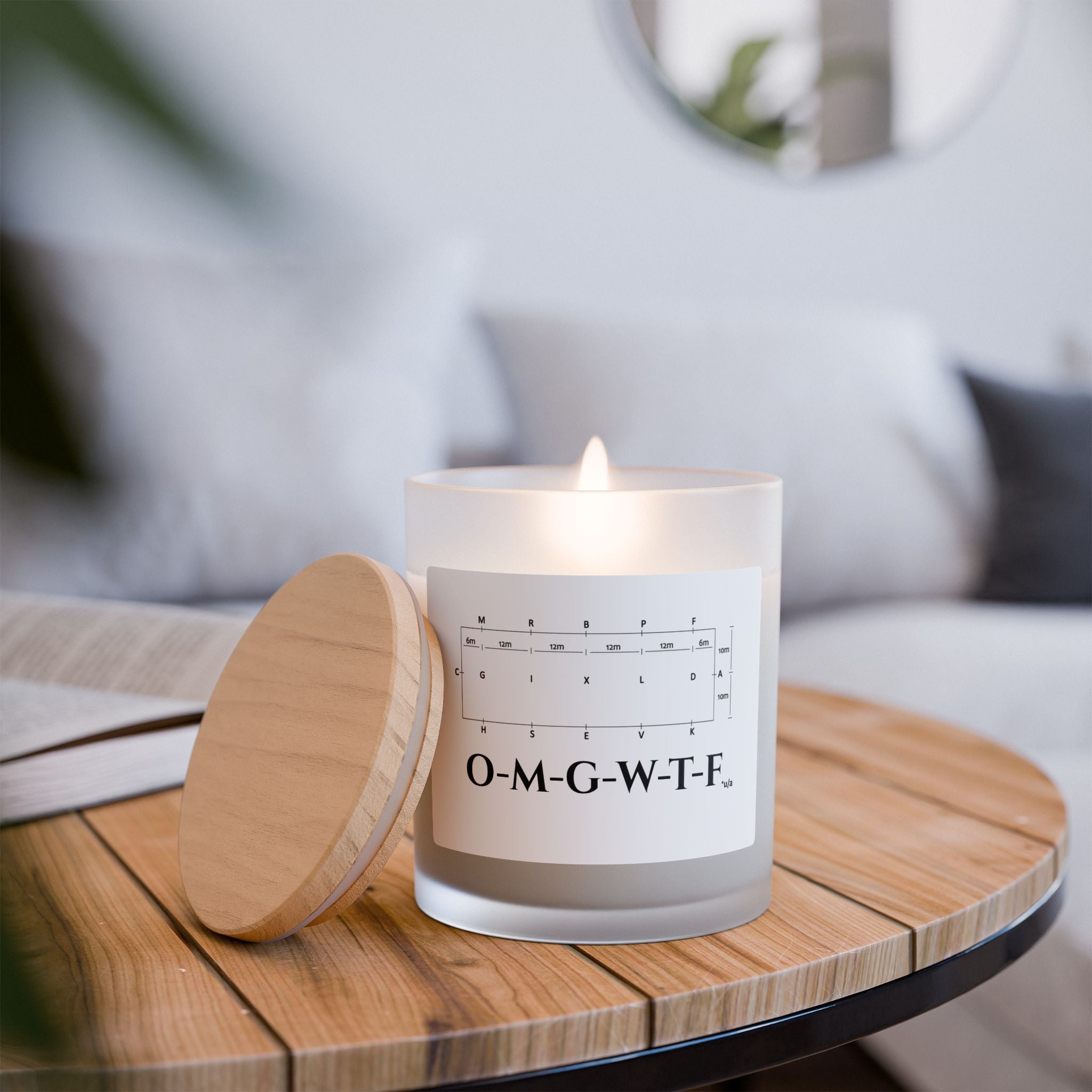Frosted Glass Candle, 11oz - Dressage Course - OMGWTF