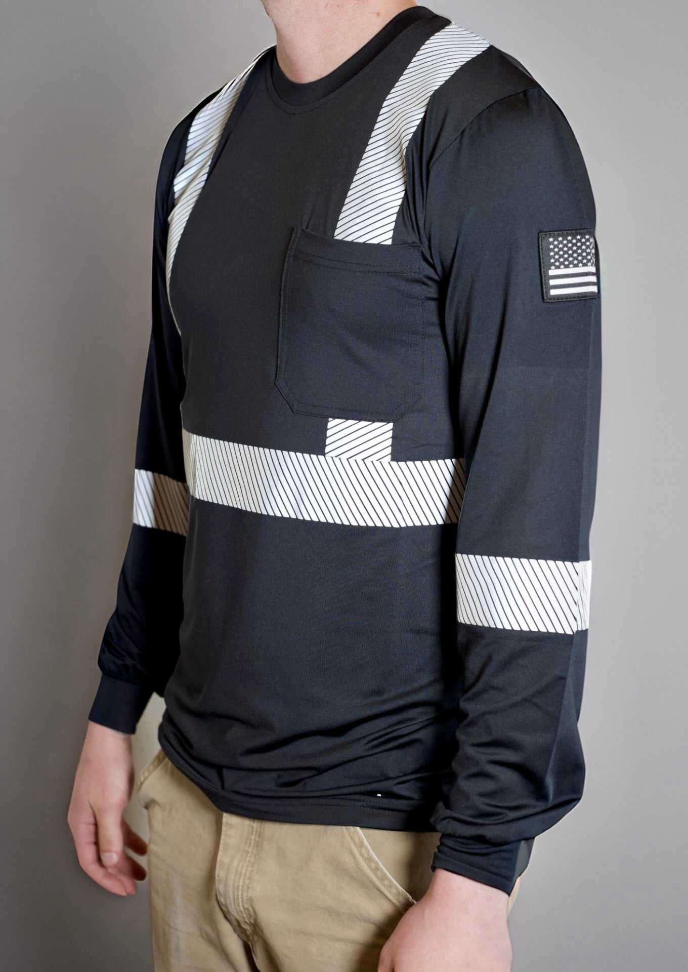 Non FR Hi-Vis Long Sleeve Men's Work Shirt - Black