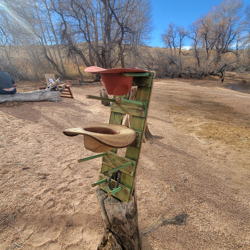 4 Cowboy Hat Rack Vertical | Cowboy Hat Holder |  Rustic Western Hat Display | Handcrafted Wooden Organizer | Space-Saving Home Decor | Made in USA