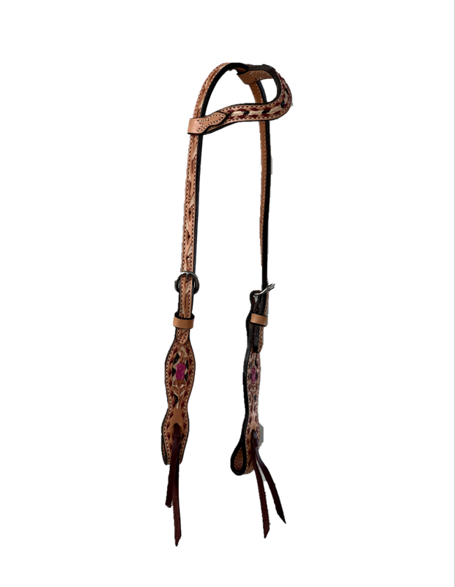 2074- Cheetah Rose 5/8" Wave One Ear Headstall
