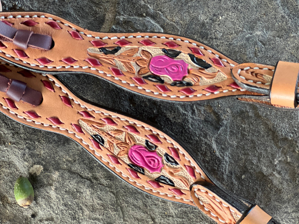 2074- Cheetah Rose 5/8" Wave One Ear Headstall