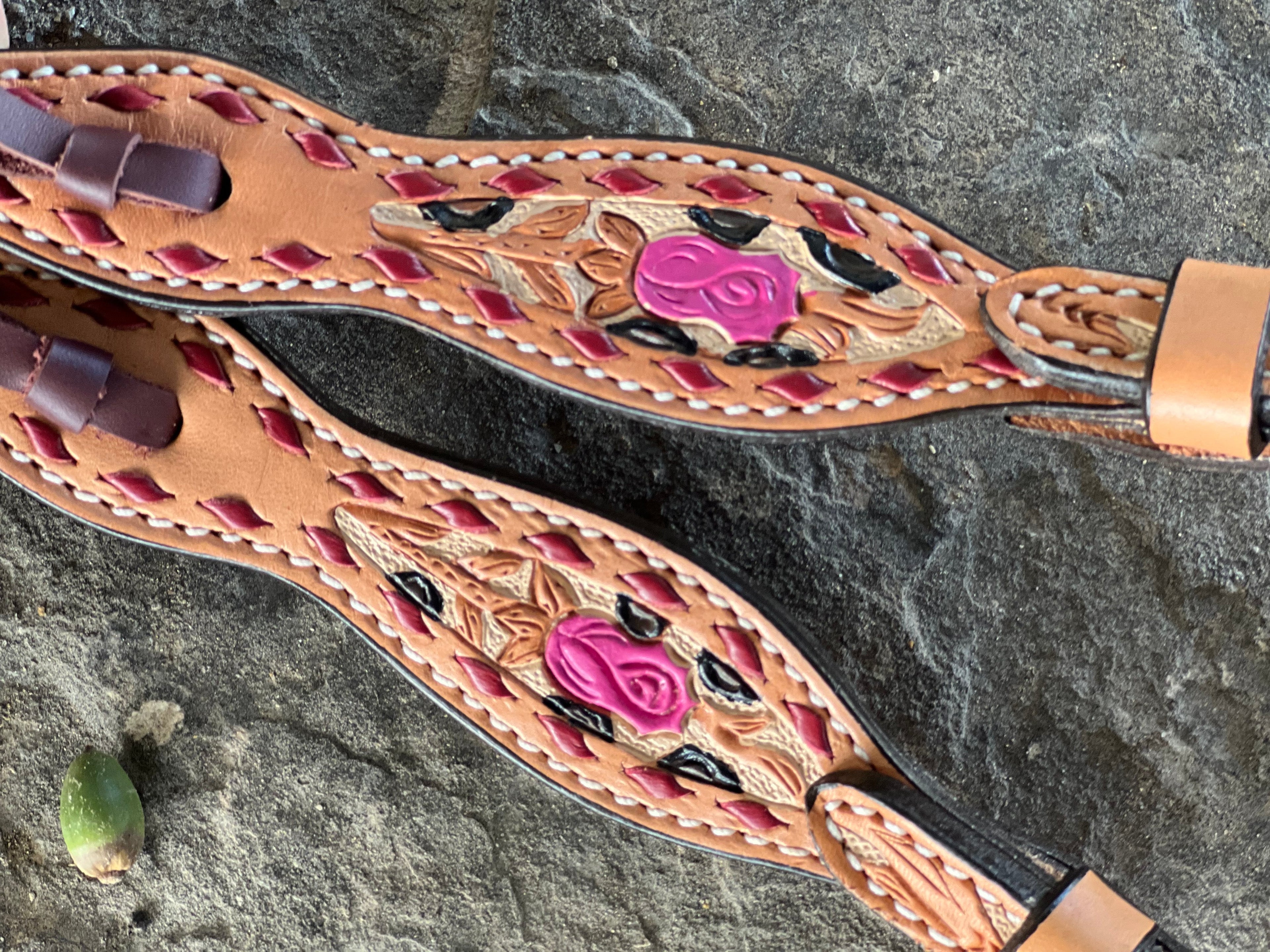 2074- Cheetah Rose 5/8" Wave One Ear Headstall