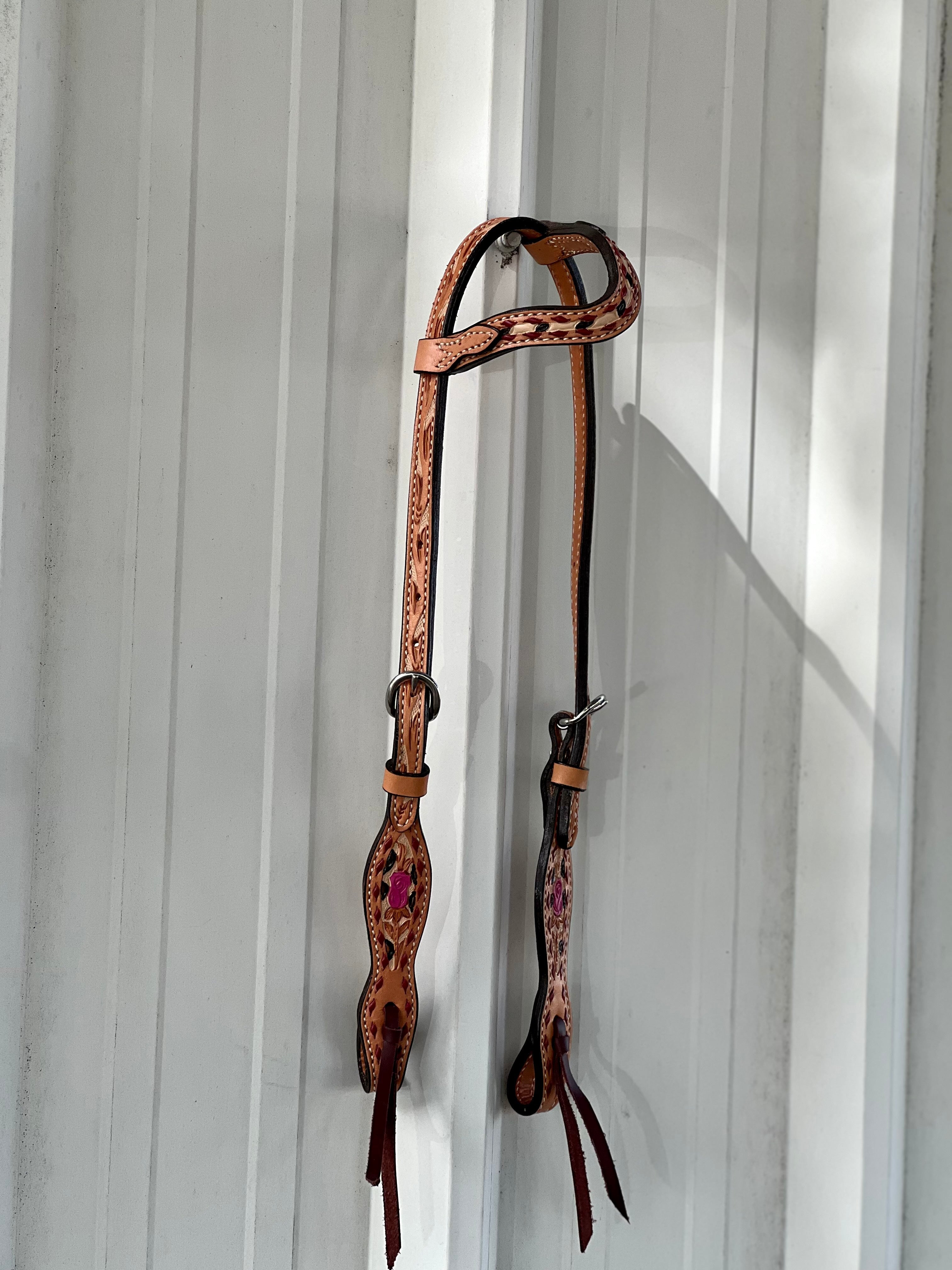 2074- Cheetah Rose 5/8" Wave One Ear Headstall