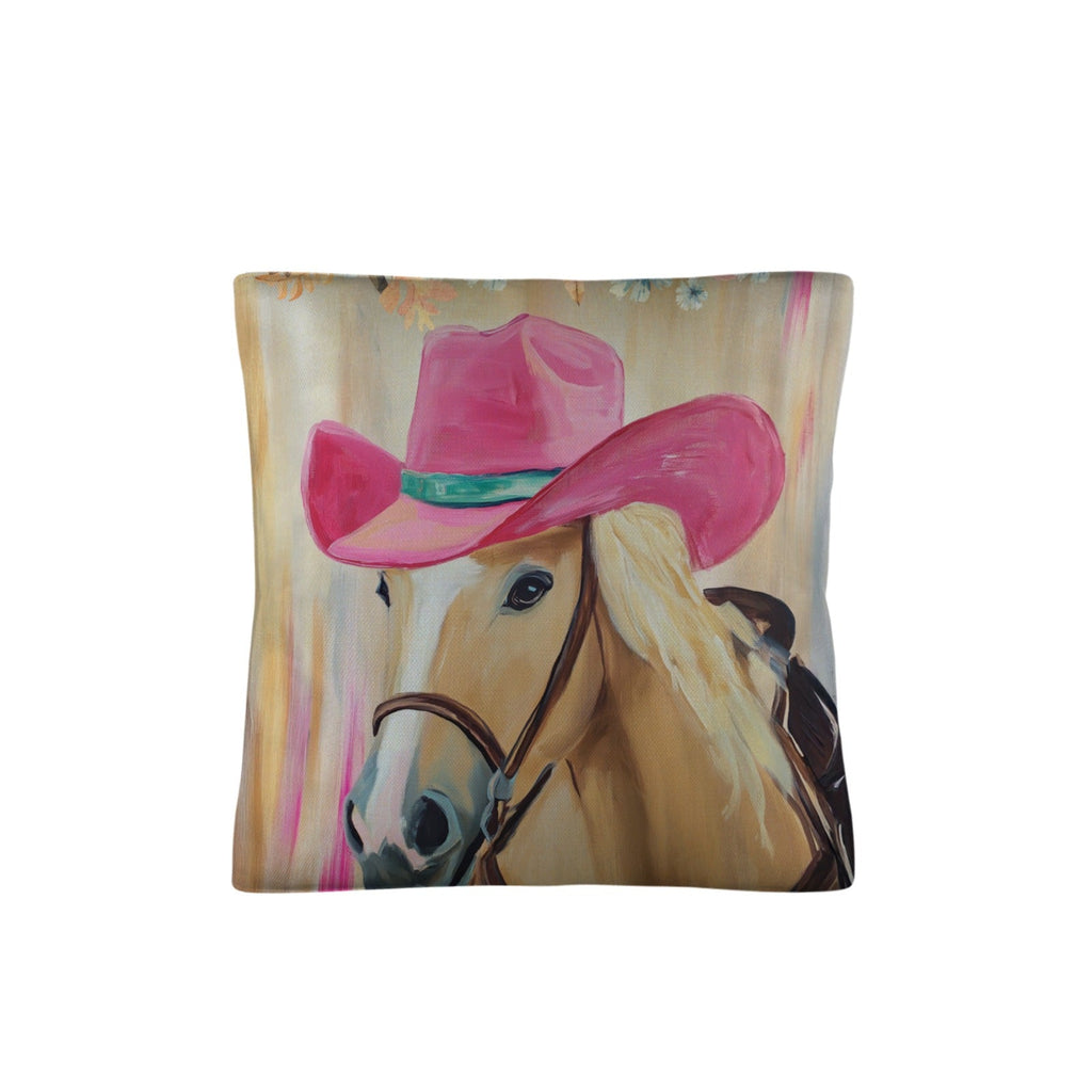 Pink Cowgirl Horse Pillow Case