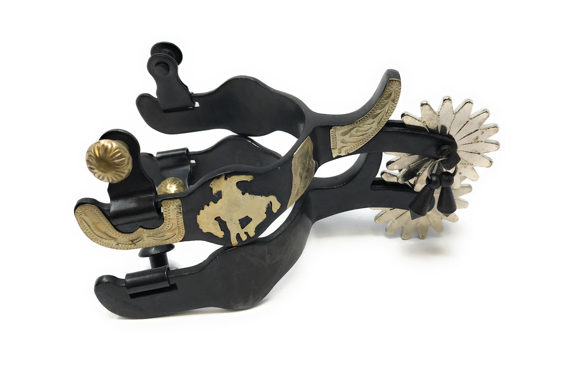 Using Bronc Riding Spurs AJ Tack Men's Antique Brown Bucking Bronc Spurs – Crutcher's Western