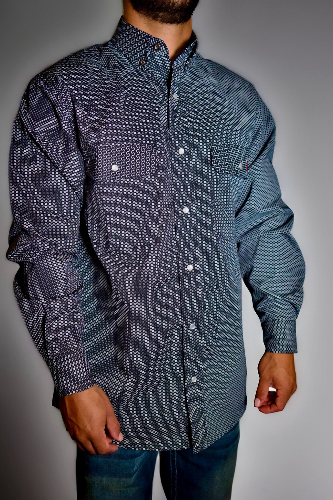 FR Pearl Snap Men's Work Shirt - Shadow Black