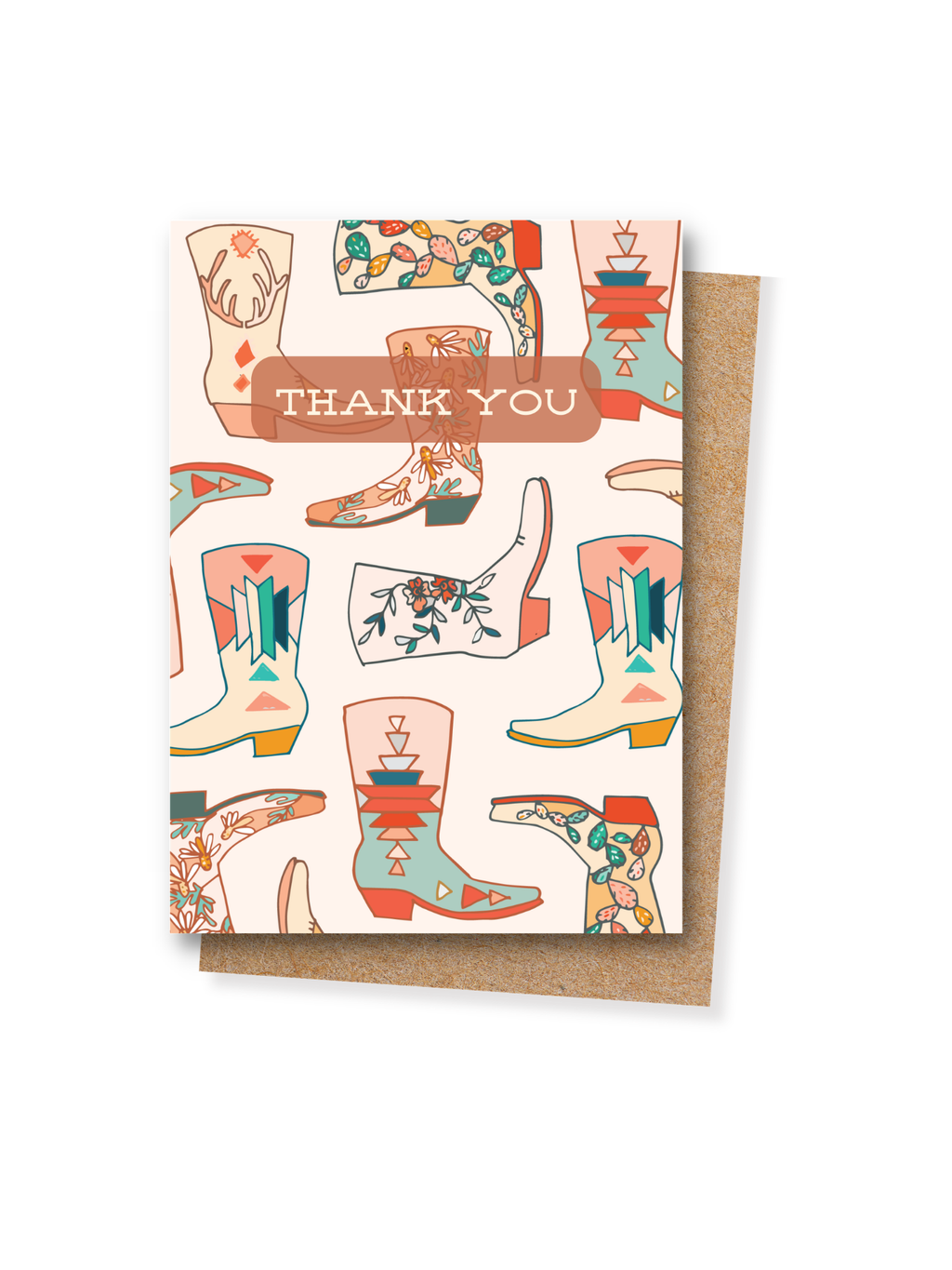 Western Thank you card, cowboy boots card