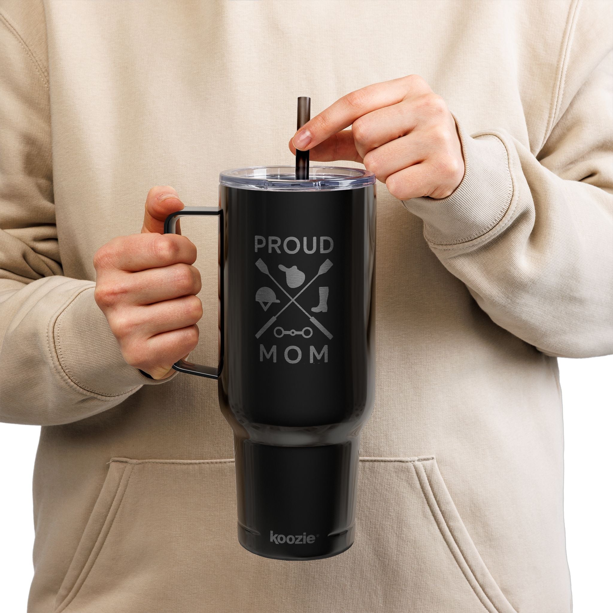 Insulated Tumbler with Lid, 40oz (Engraving) - Proud Mom - Crops Cross