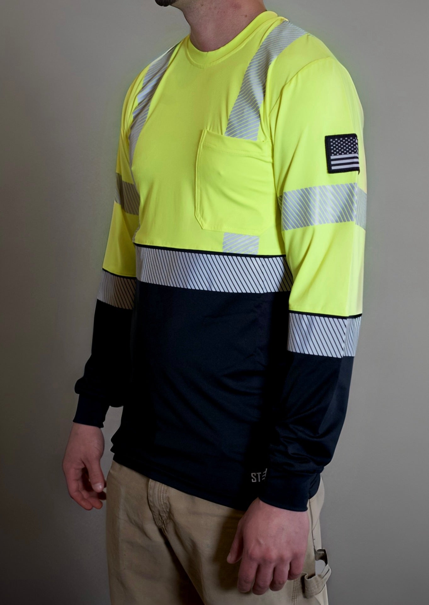 Non FR Hi-Vis Long Sleeve Men's Work Shirt - Neon