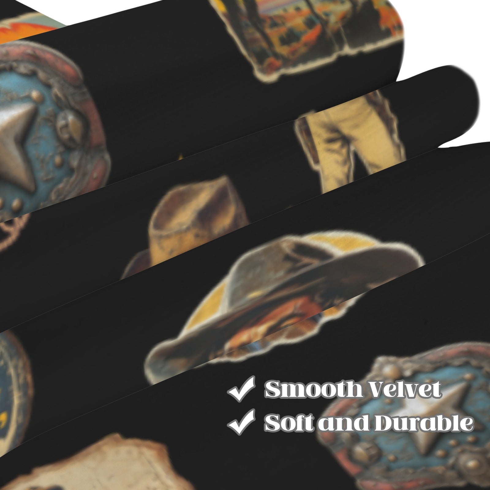 Vintage Cowboy Collage Western Curtains 52" x 63" Made in America