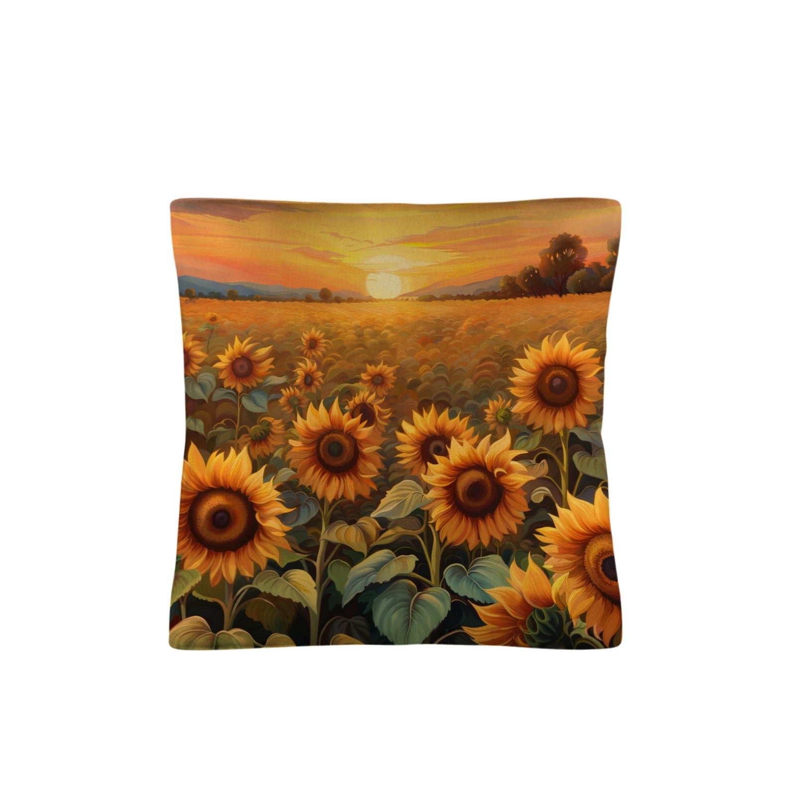 Sunflower Field Throw Pillow Case Made in America