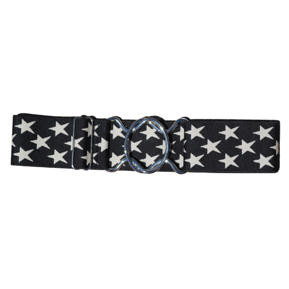 Snaffle Comfort Fit Belt - Black with Cream Stars (2" wide)