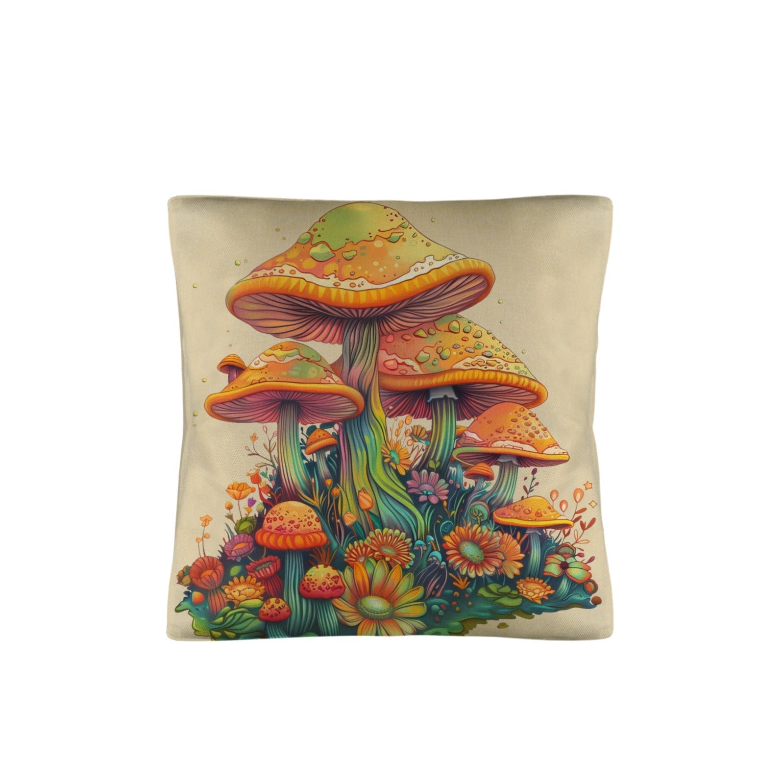 Retro Mushrooms Pillow Case Made in America