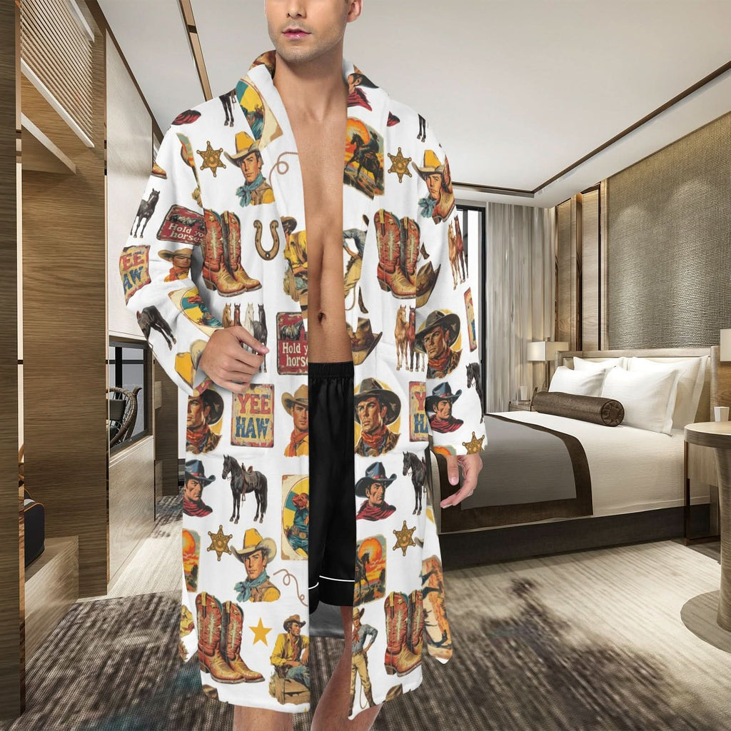 Cowboy Robe Cowboy Collage Western Men's Bath Robe – Crutcher's Western
