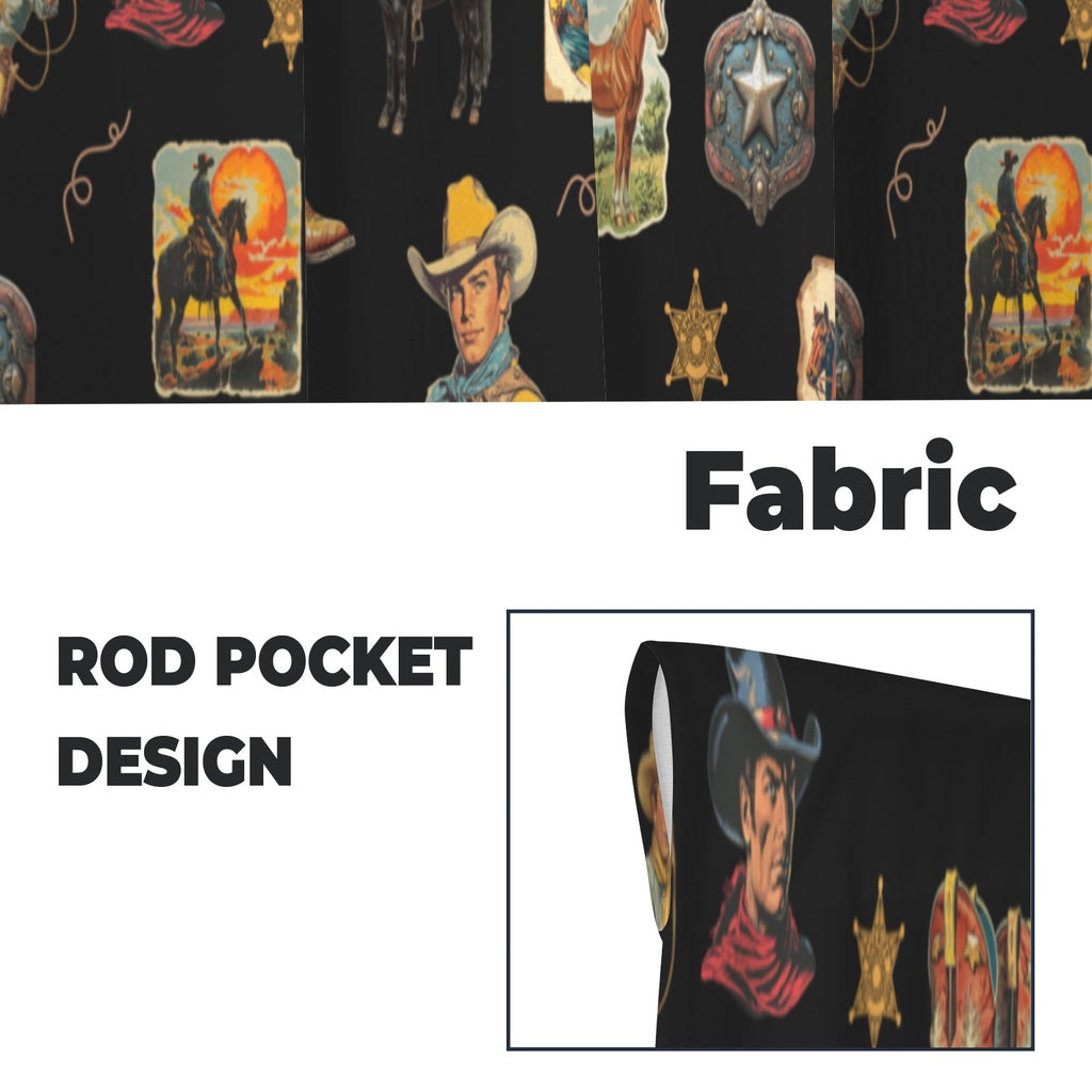 Vintage Cowboy Collage Western Curtains 28" x 40" Made in America