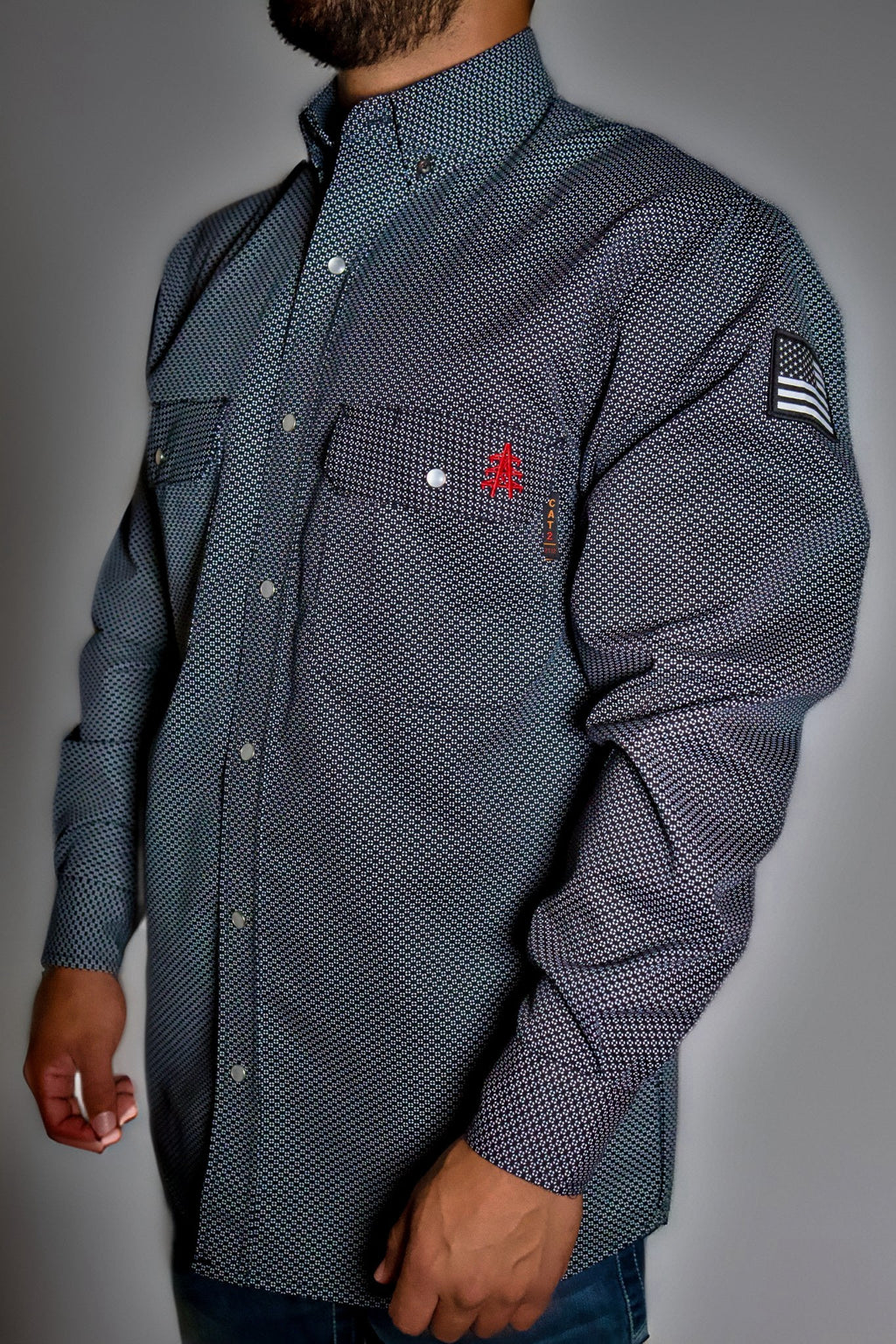 FR Pearl Snap Men's Work Shirt - Shadow Black