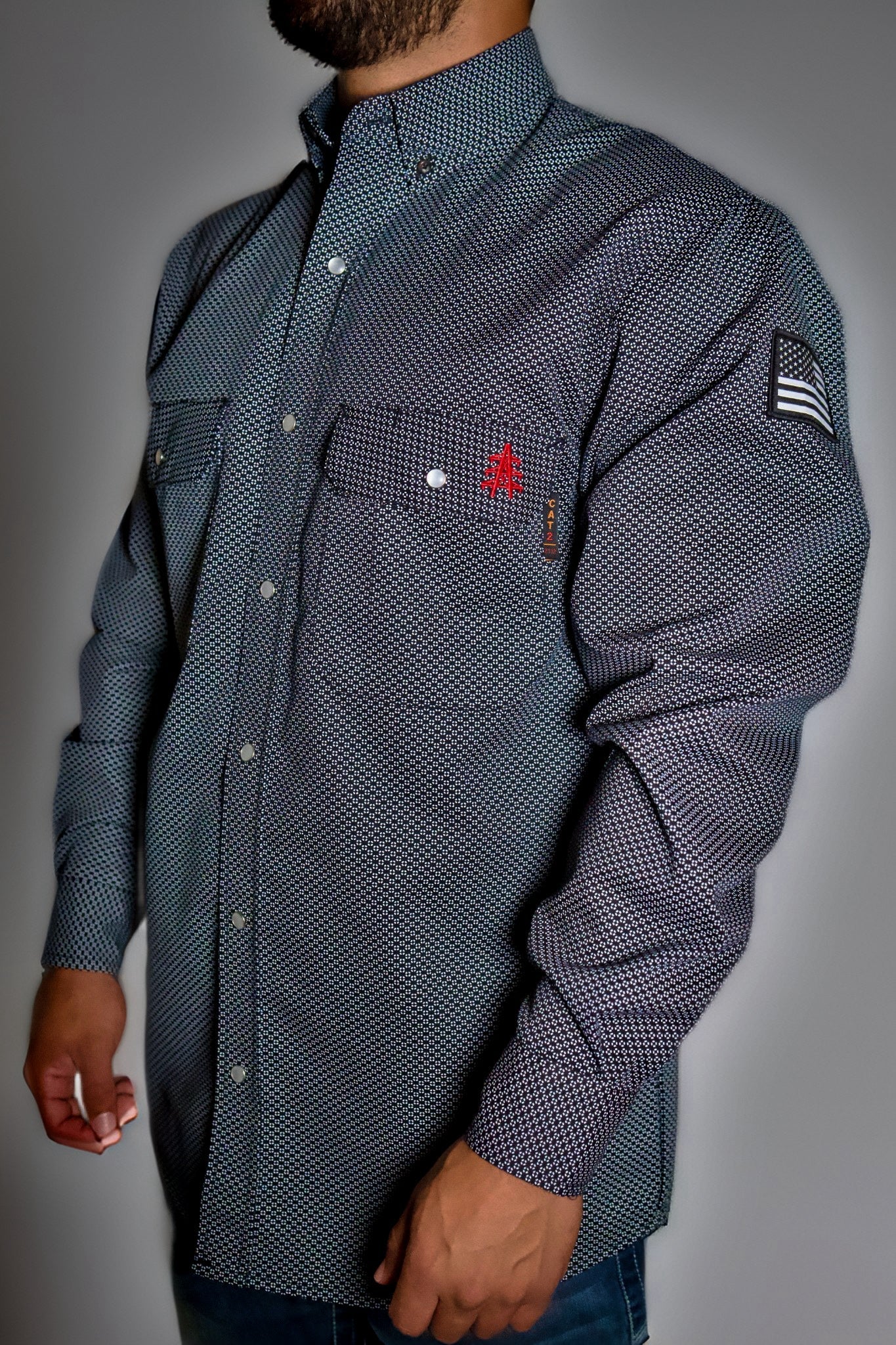FR Pearl Snap Men's Work Shirt - Shadow Black
