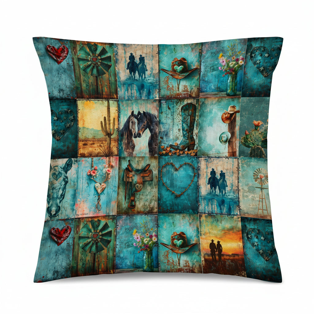Baha Ranch turquoise Dreams Velvety Soft Pillow Case Made in America