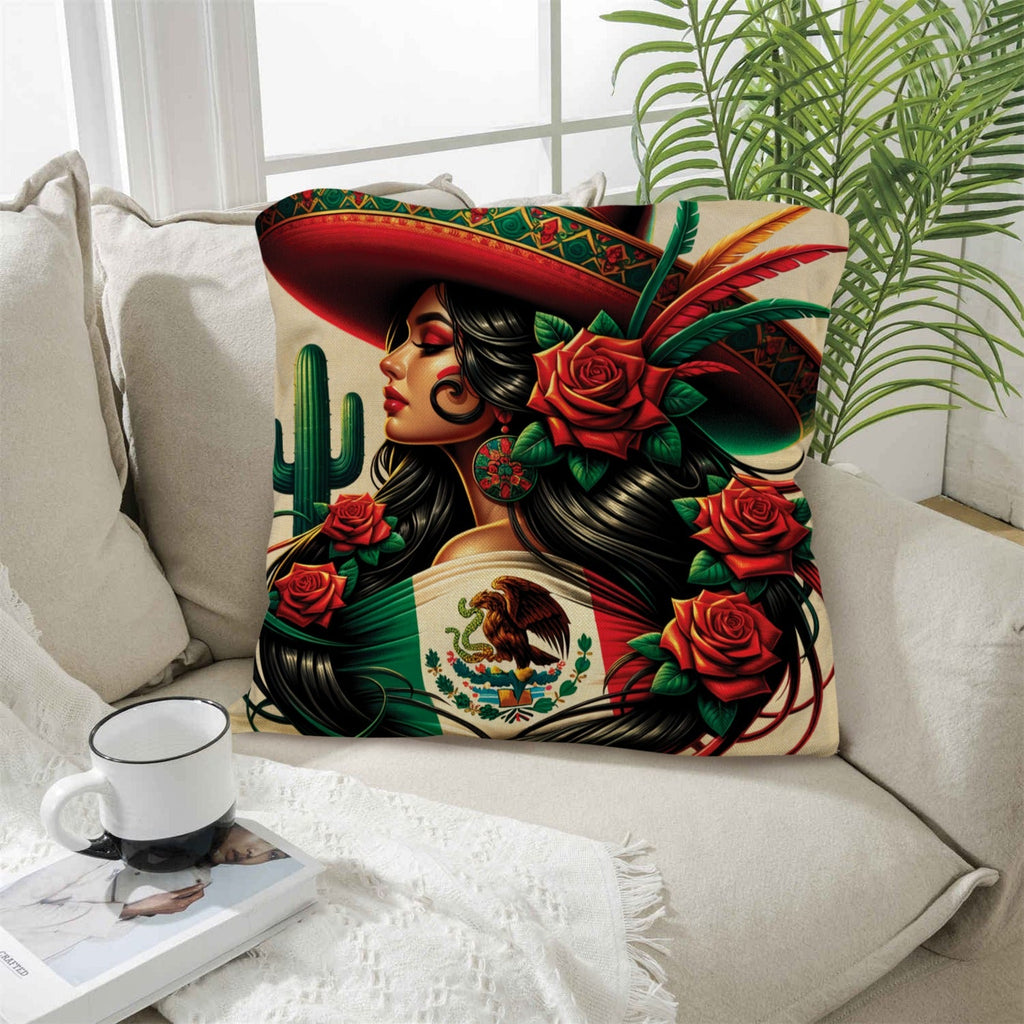Colores De Mexico La Mexicana Pillow Case Made in America