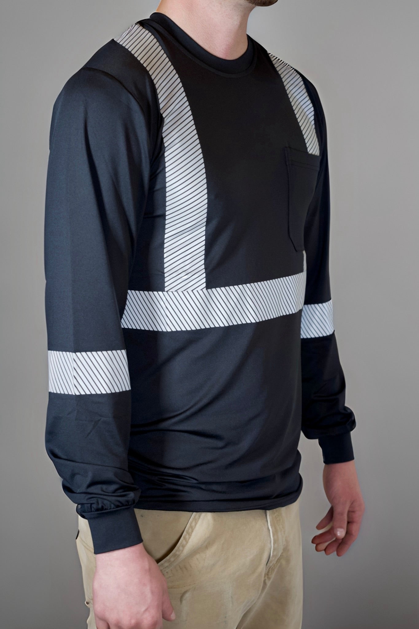 Non FR Hi-Vis Long Sleeve Men's Work Shirt - Black