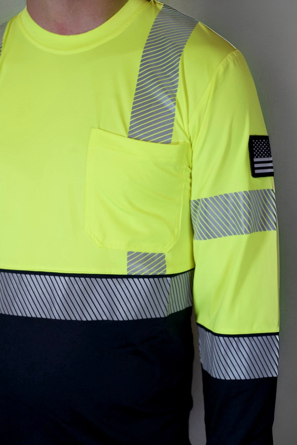 Non FR Hi-Vis Long Sleeve Men's Work Shirt - Neon