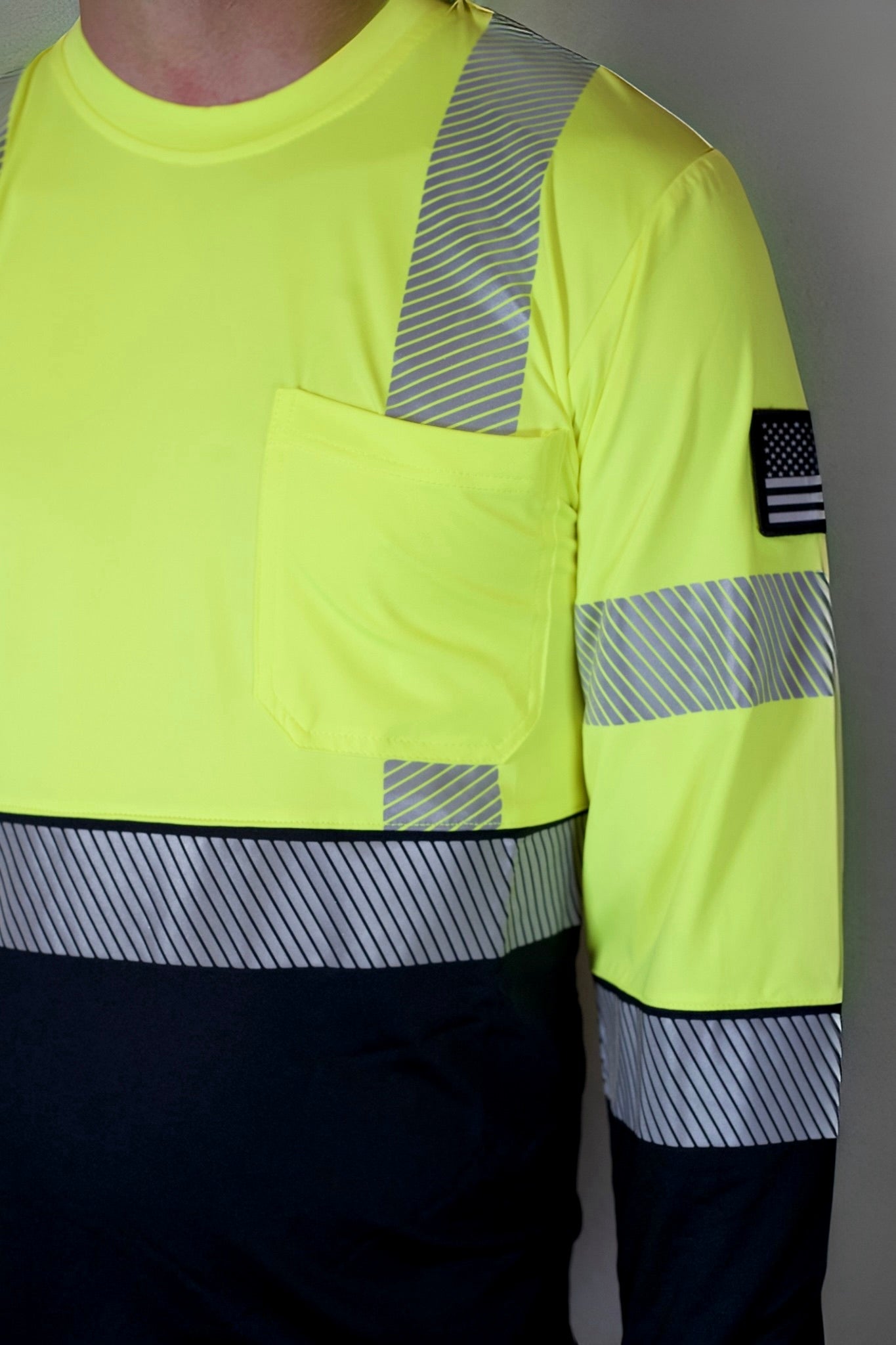 Non FR Hi-Vis Long Sleeve Men's Work Shirt - Neon