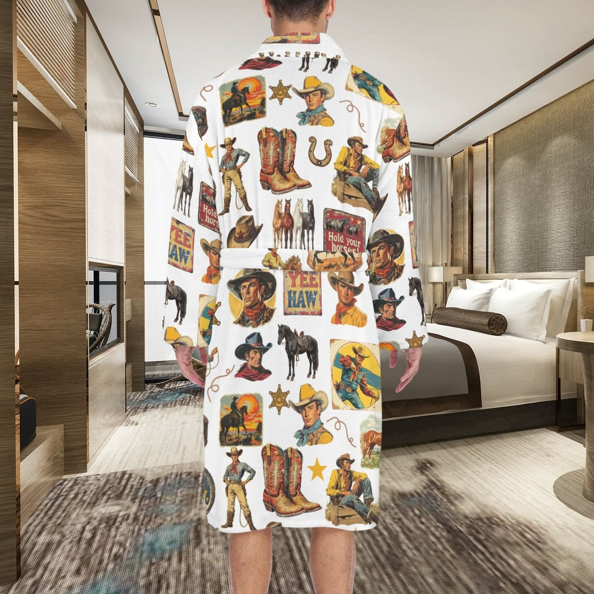 Western Robe Cowboy Collage Western Men's Bath Robe – Crutcher's Western