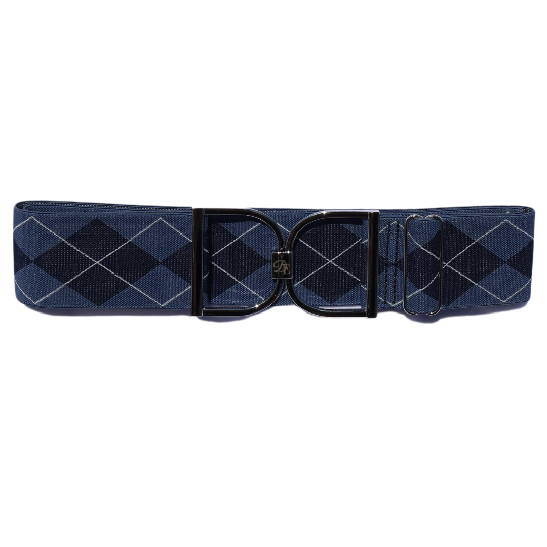 Snaffle Comfort Fit Belt - Blue Argyle