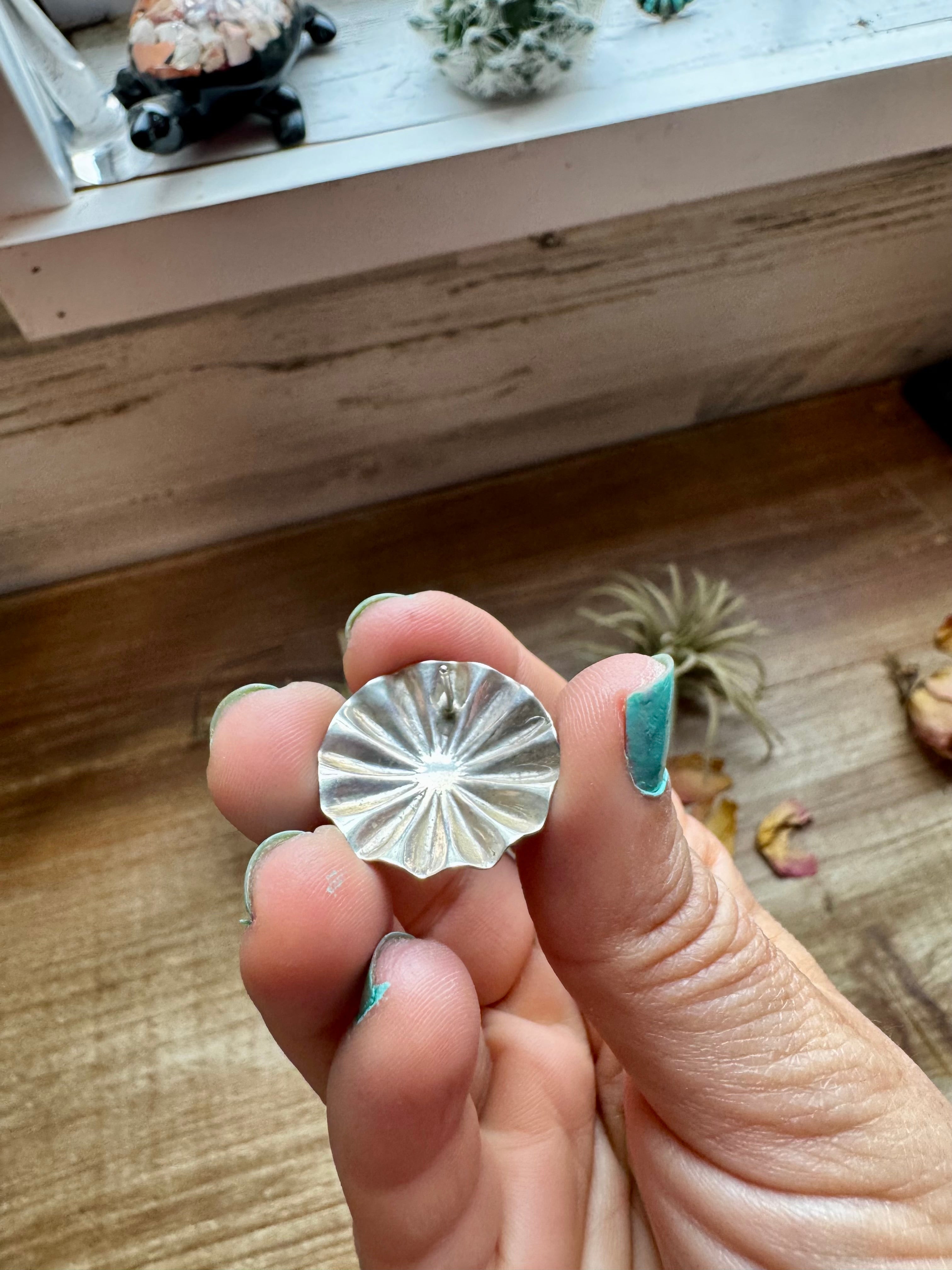 Concho Earrings – Kingman Turquoise & Sterling Silver