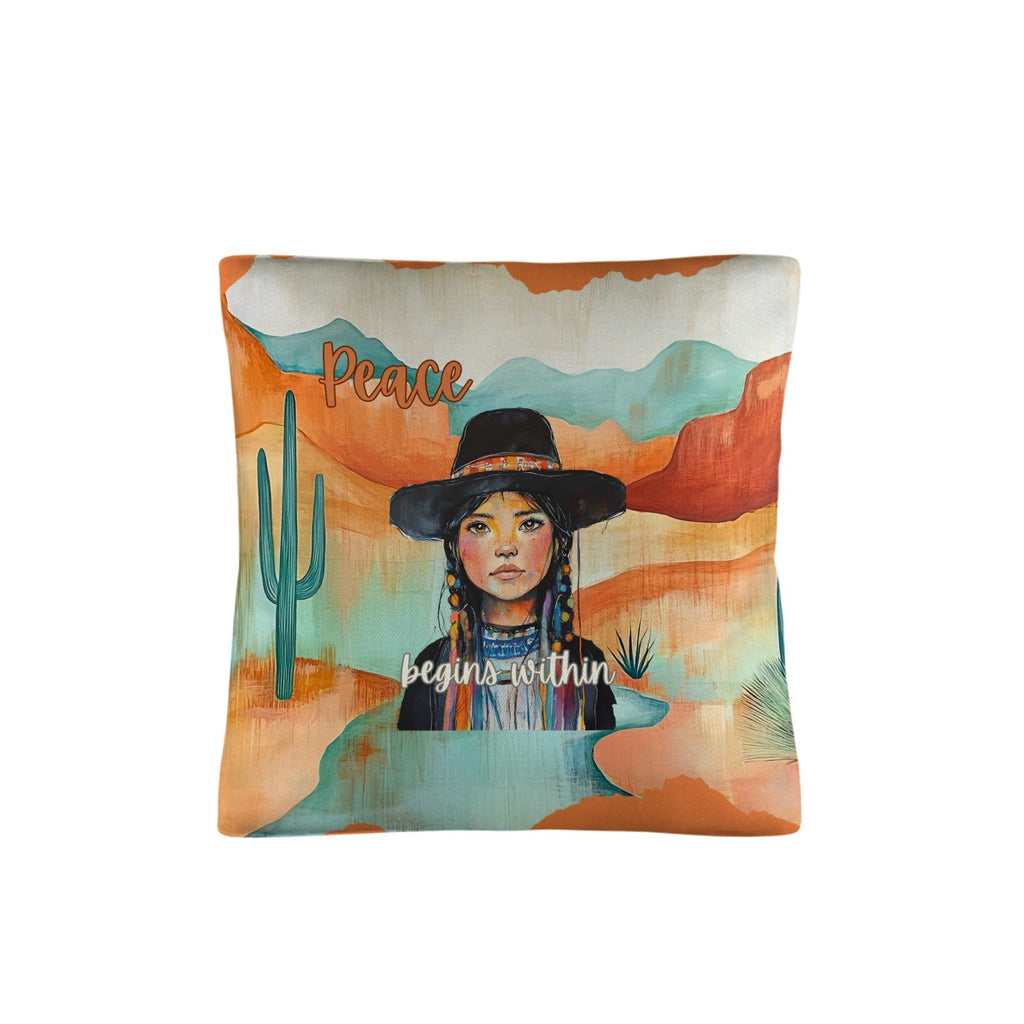 Native Peace Begins Within Throw Pillow Case Made in America