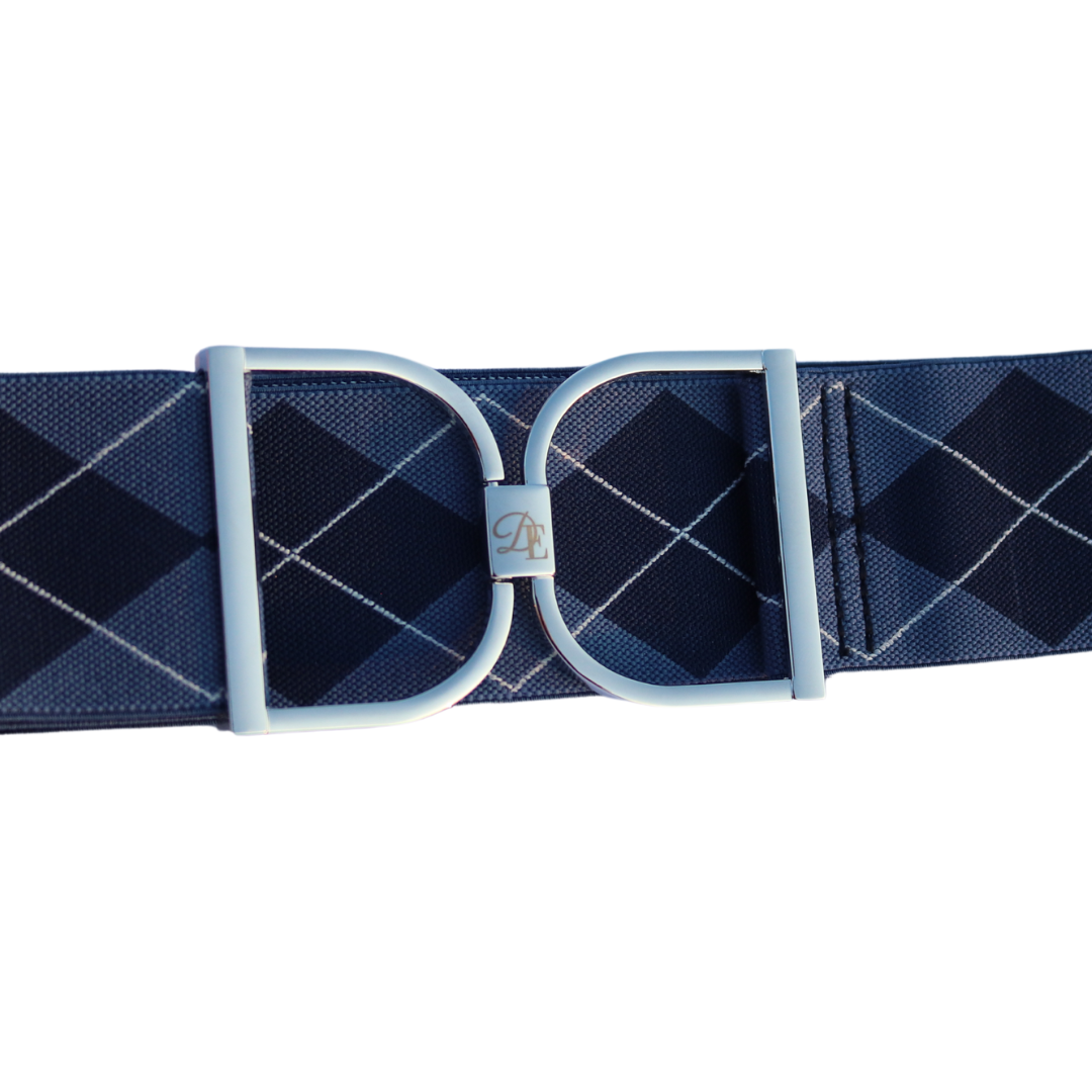 Snaffle Comfort Fit Belt - Blue Argyle