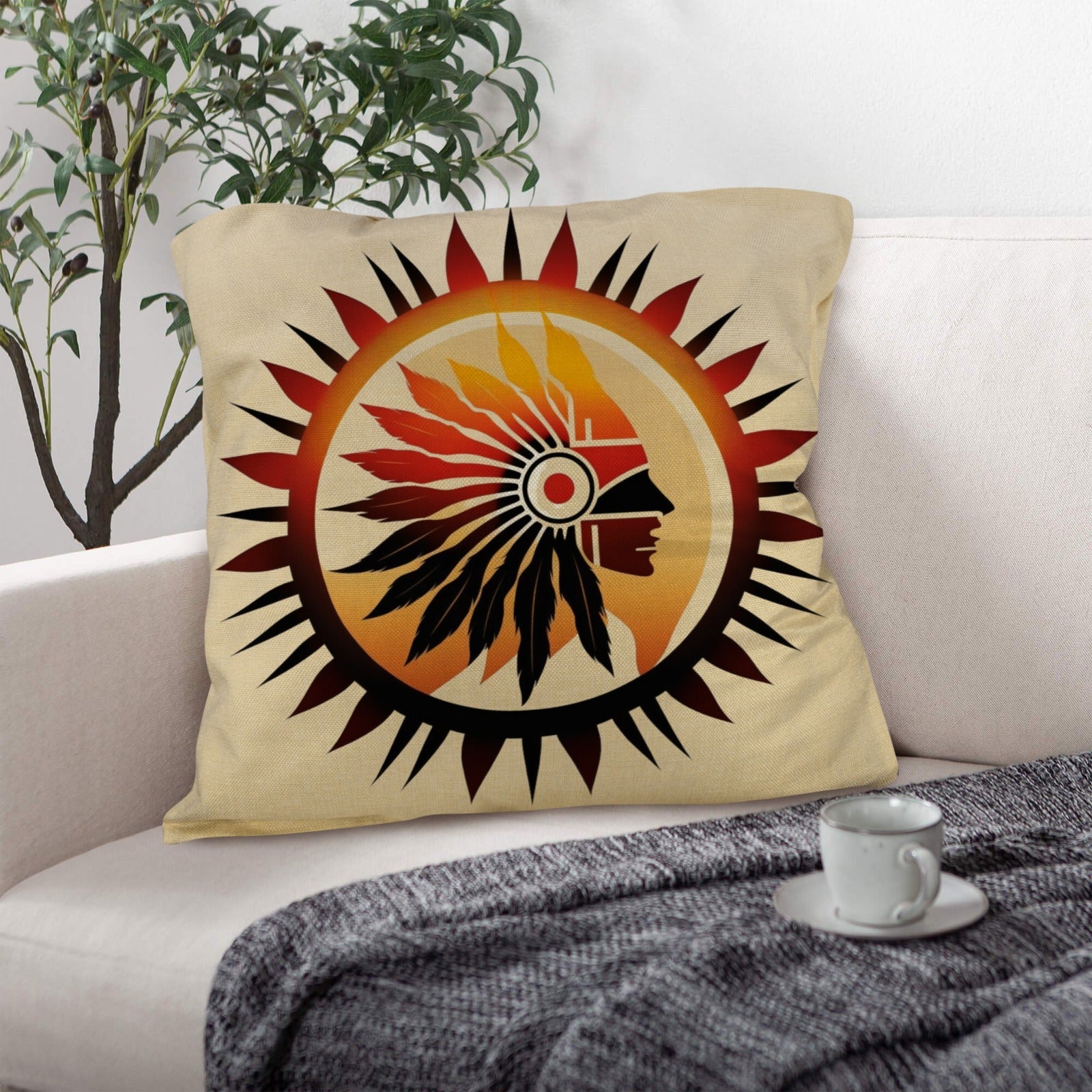 Native Sun Throw Pillow Case Made in America