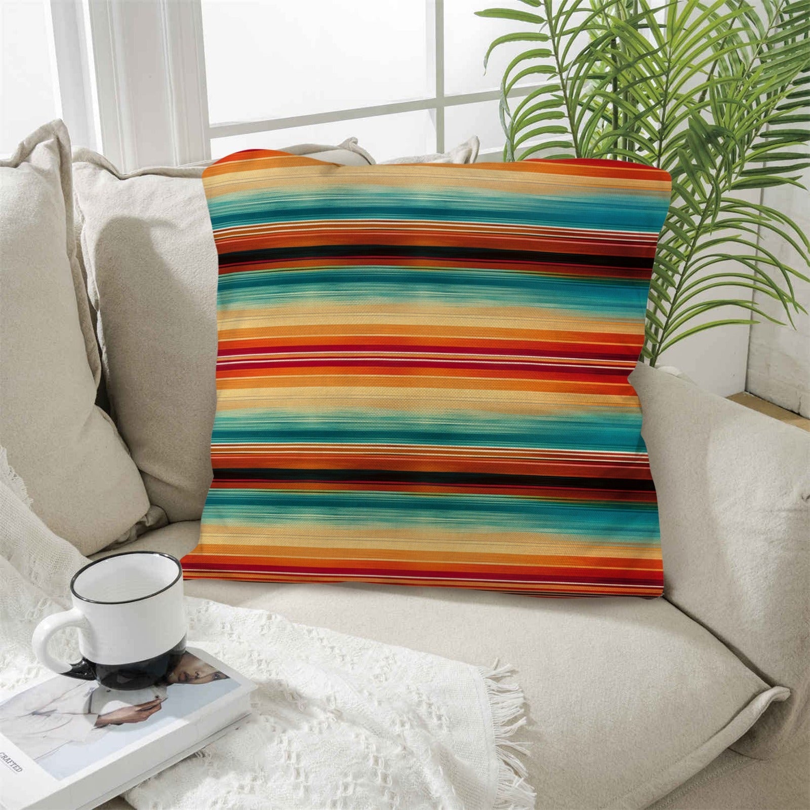 Colores De Mexico Southwest Serape Pillow Case 18x18" Made in America