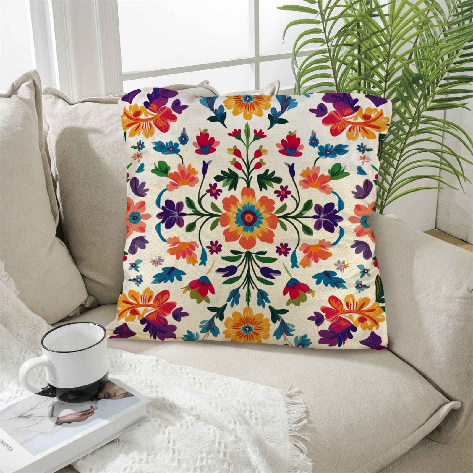 Colores de Mexico Floral Pillow Case Custom Pillow Case Made in America
