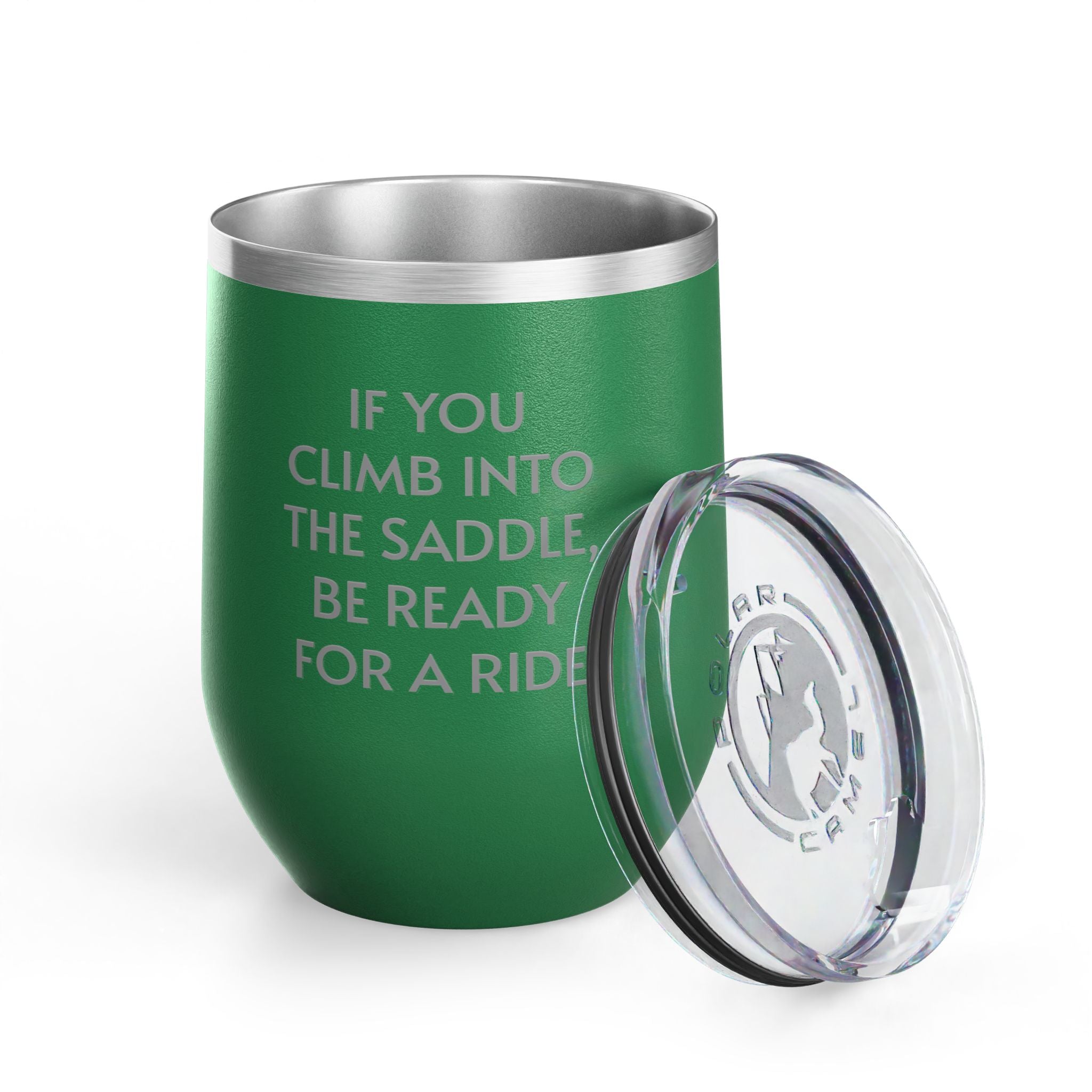 Wine Tumbler, 12oz - Climb Into The Saddle