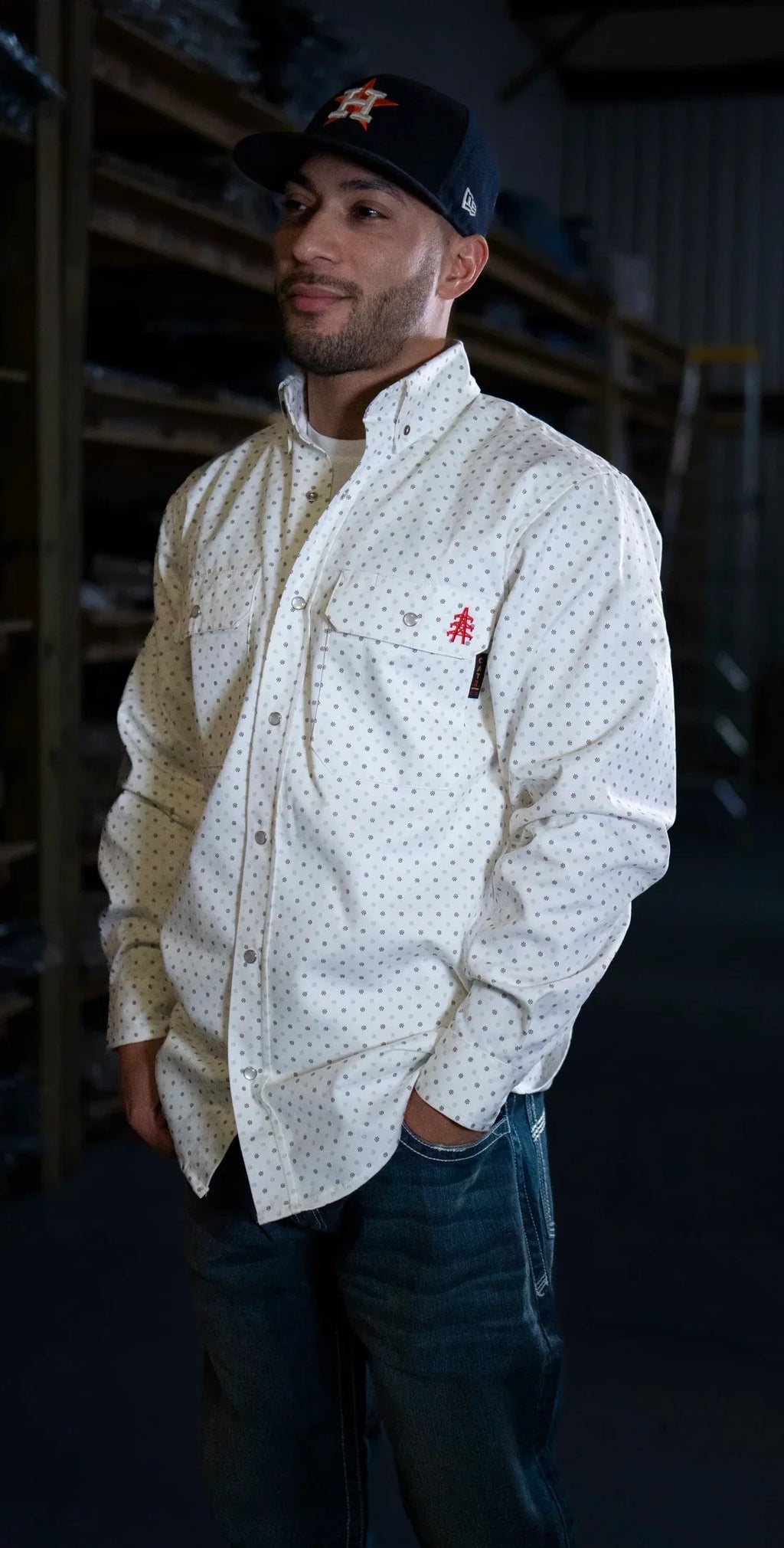 FR Pearl Snap Work Shirt - Phantom White