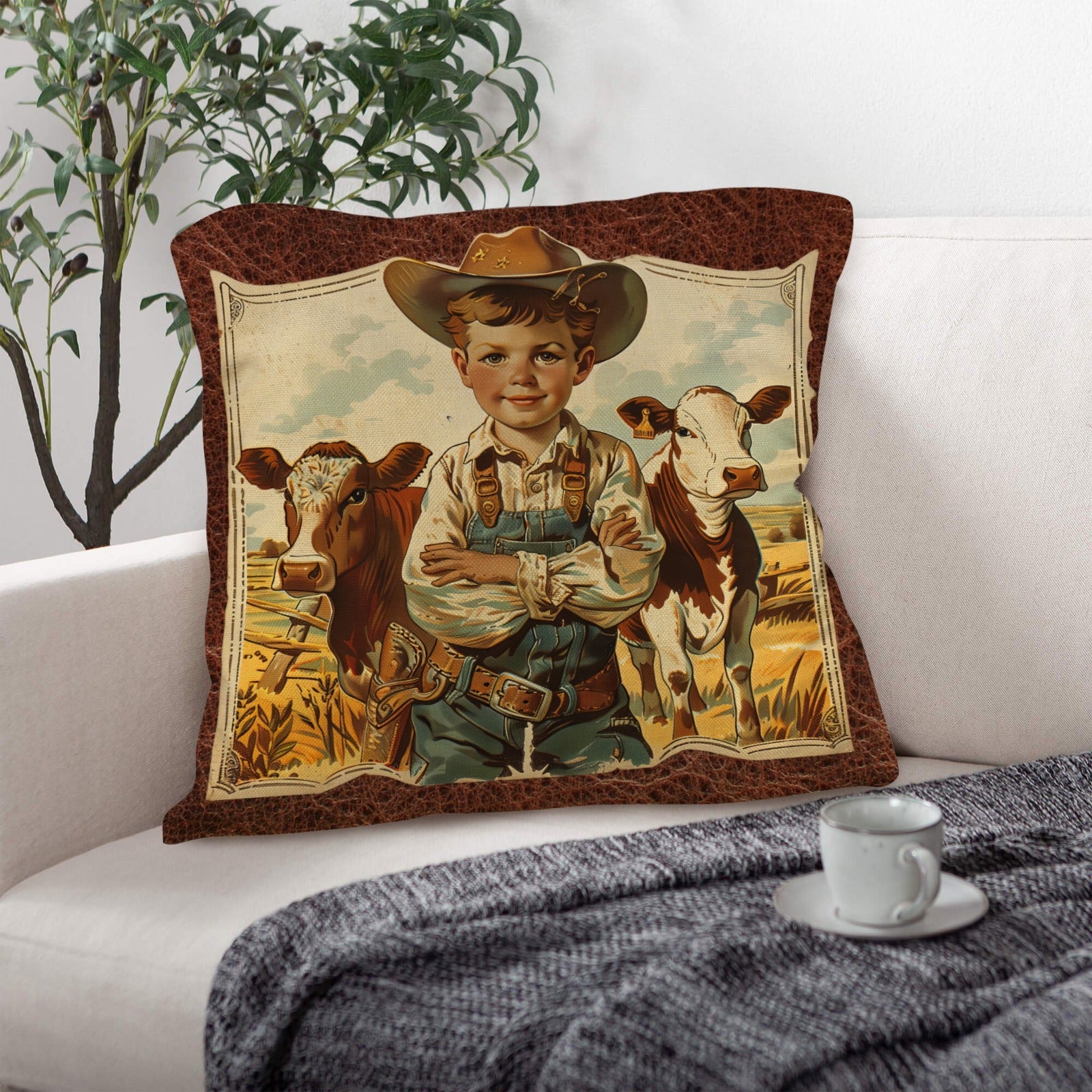 Vintage Cowboy Pillow Case Made in America