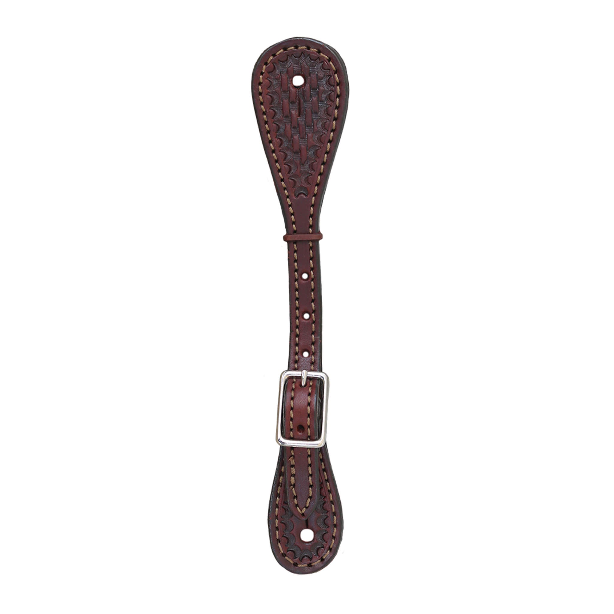 370-TK Ladies and kid's spur straps toast leather basket tooled